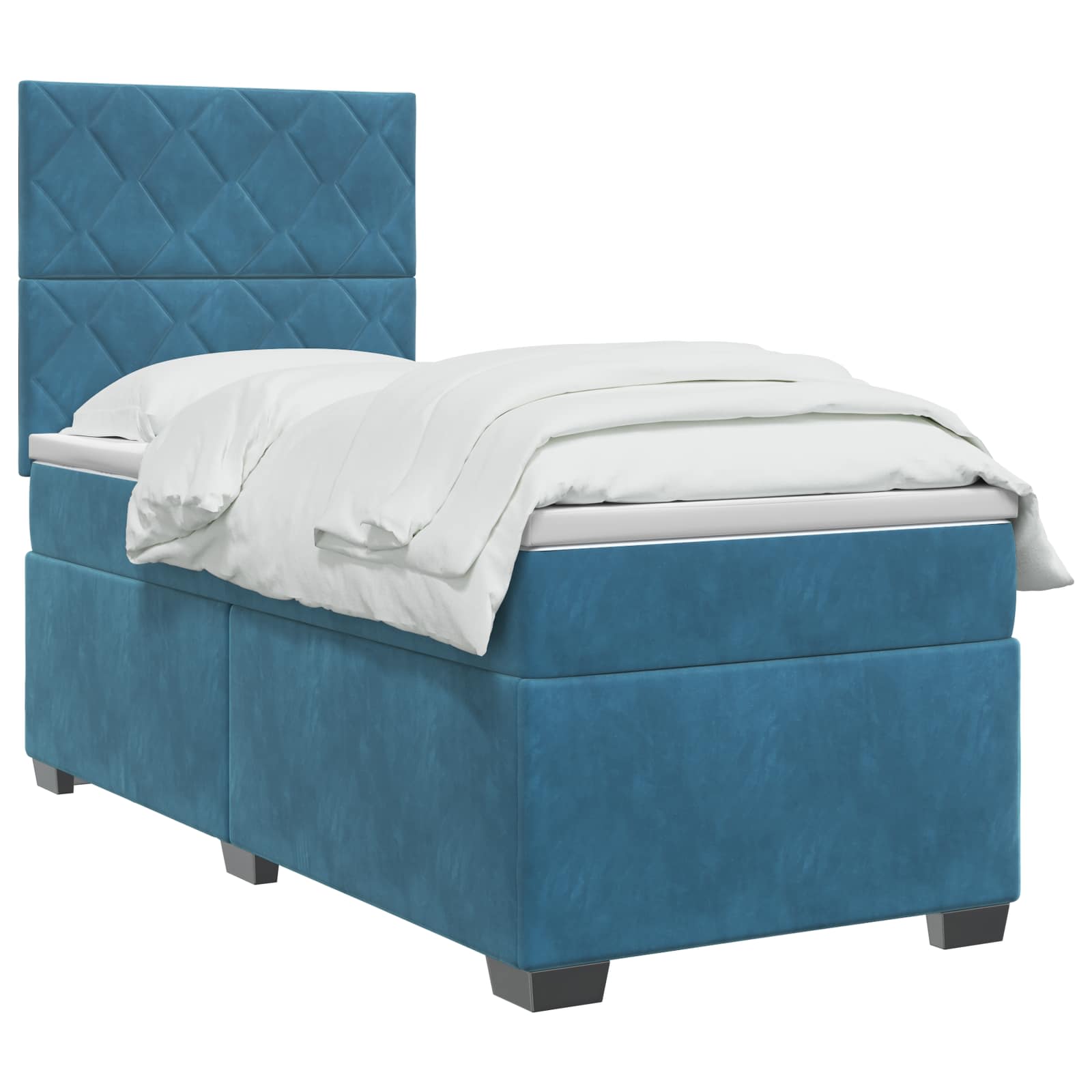 Κρεβάτι box spring με στρώμα Μπλε 80 x 200 cm Βελούδο - Pakobazaar