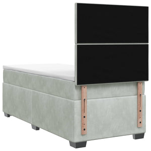 Κρεβάτι box spring με στρώμα Ανοιχτό γκρι 90 x 190 cm Βελούδο - Pakobazaar