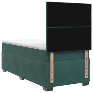 Κρεβάτι box spring με στρώμα Σκούρο Πράσινο 90 x 190 cm Βελούδο - Pakobazaar