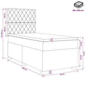 Κρεβάτι box spring με στρώμα Μπλε 90 x 190 cm Βελούδο - Pakobazaar