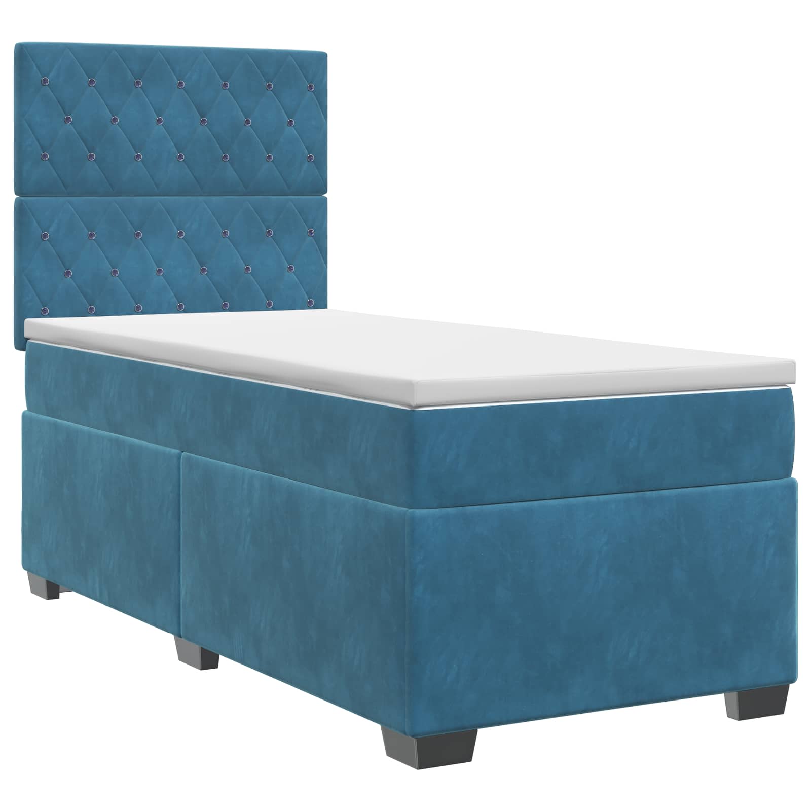 Κρεβάτι box spring με στρώμα Μπλε 90 x 200 cm Βελούδο - Pakobazaar