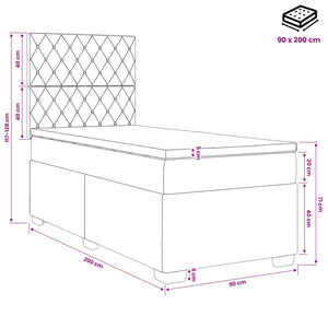 Κρεβάτι box spring με στρώμα Μπλε 90 x 200 cm Βελούδο - Pakobazaar