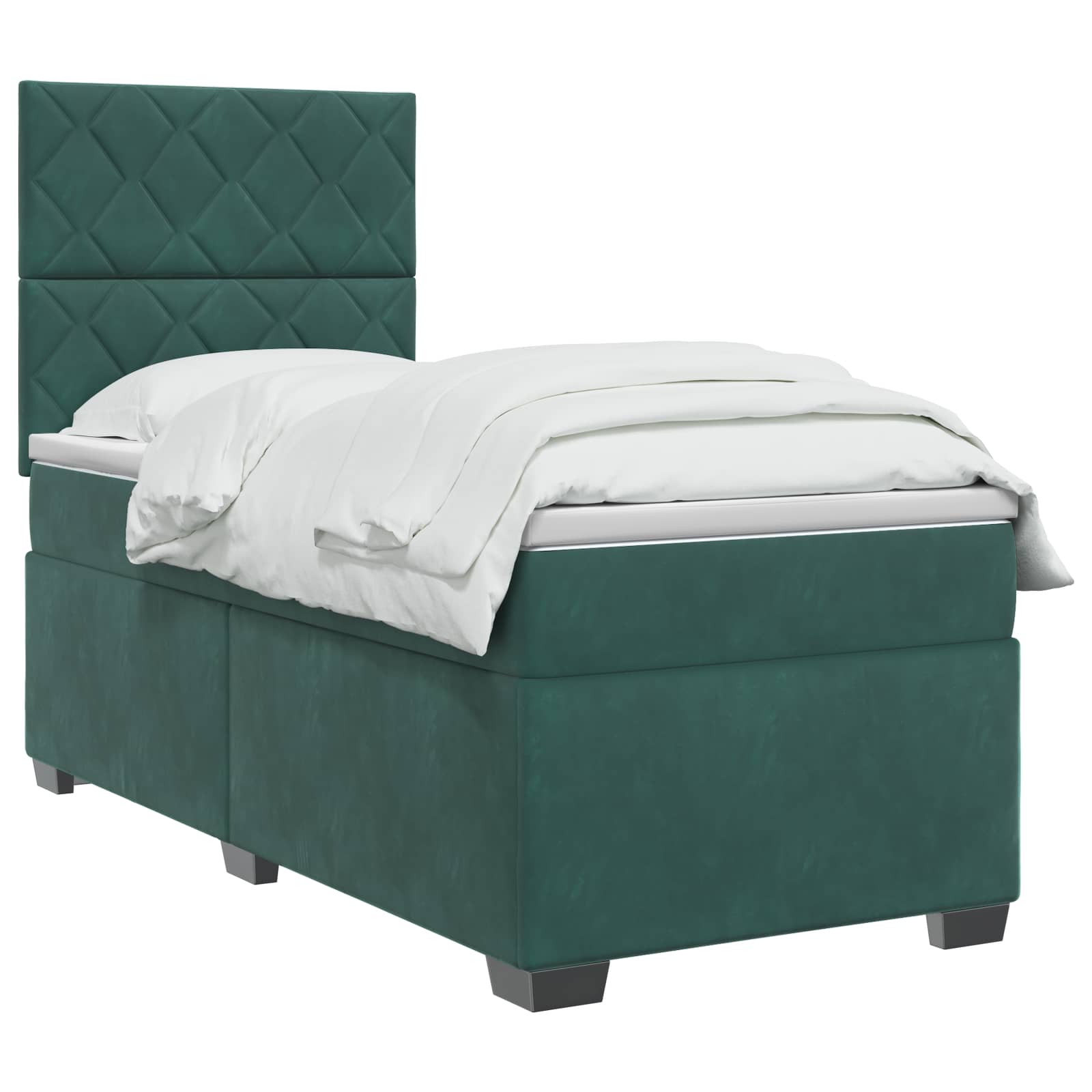 Κρεβάτι box spring με στρώμα Σκούρο Πράσινο 90 x 200 cm Βελούδο - Pakobazaar
