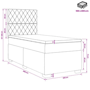 Κρεβάτι box spring με στρώμα Μπλε 100 x 200 cm Βελούδο - Pakobazaar