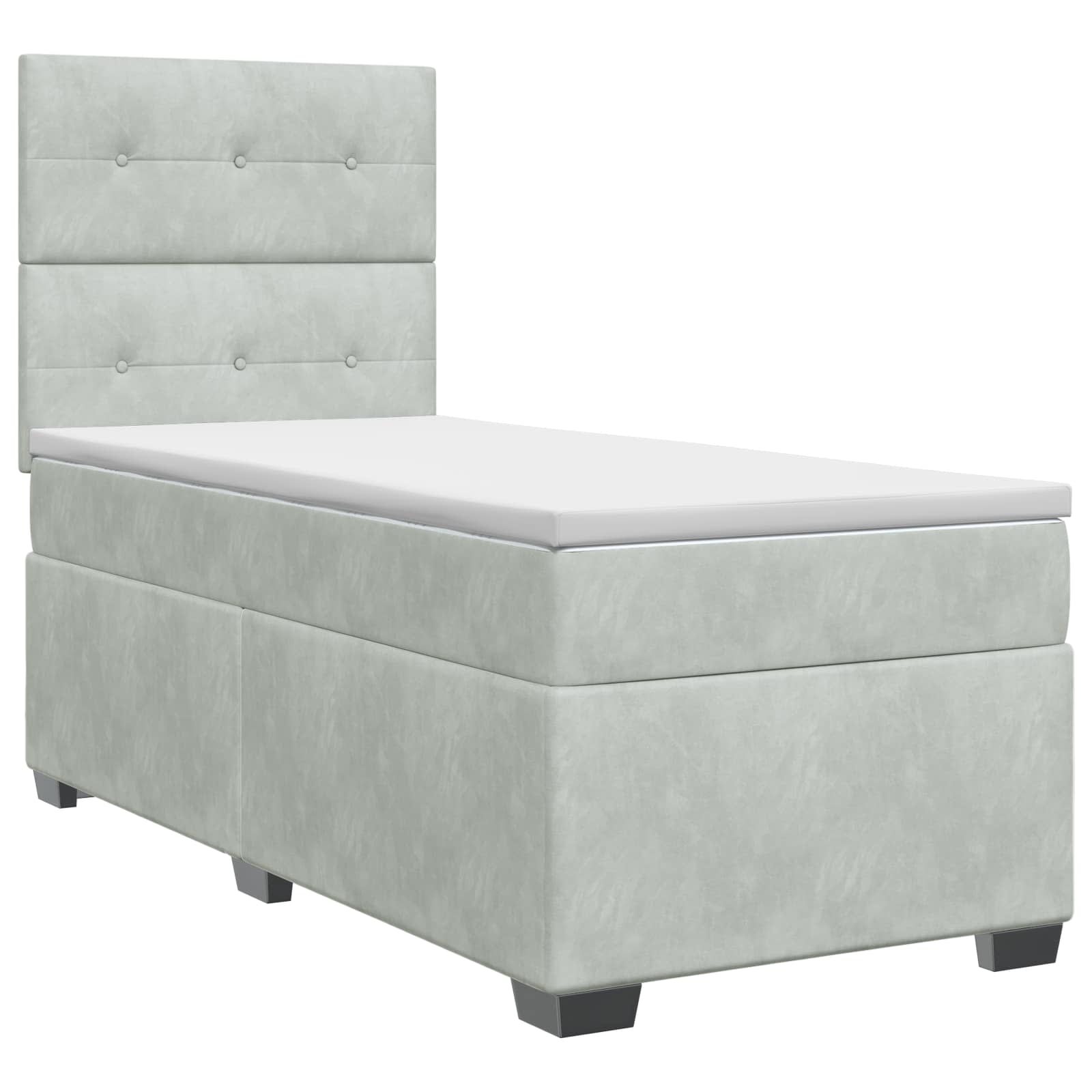 Κρεβάτι box spring με στρώμα Ανοιχτό γκρι 100 x 200 cm Βελούδο