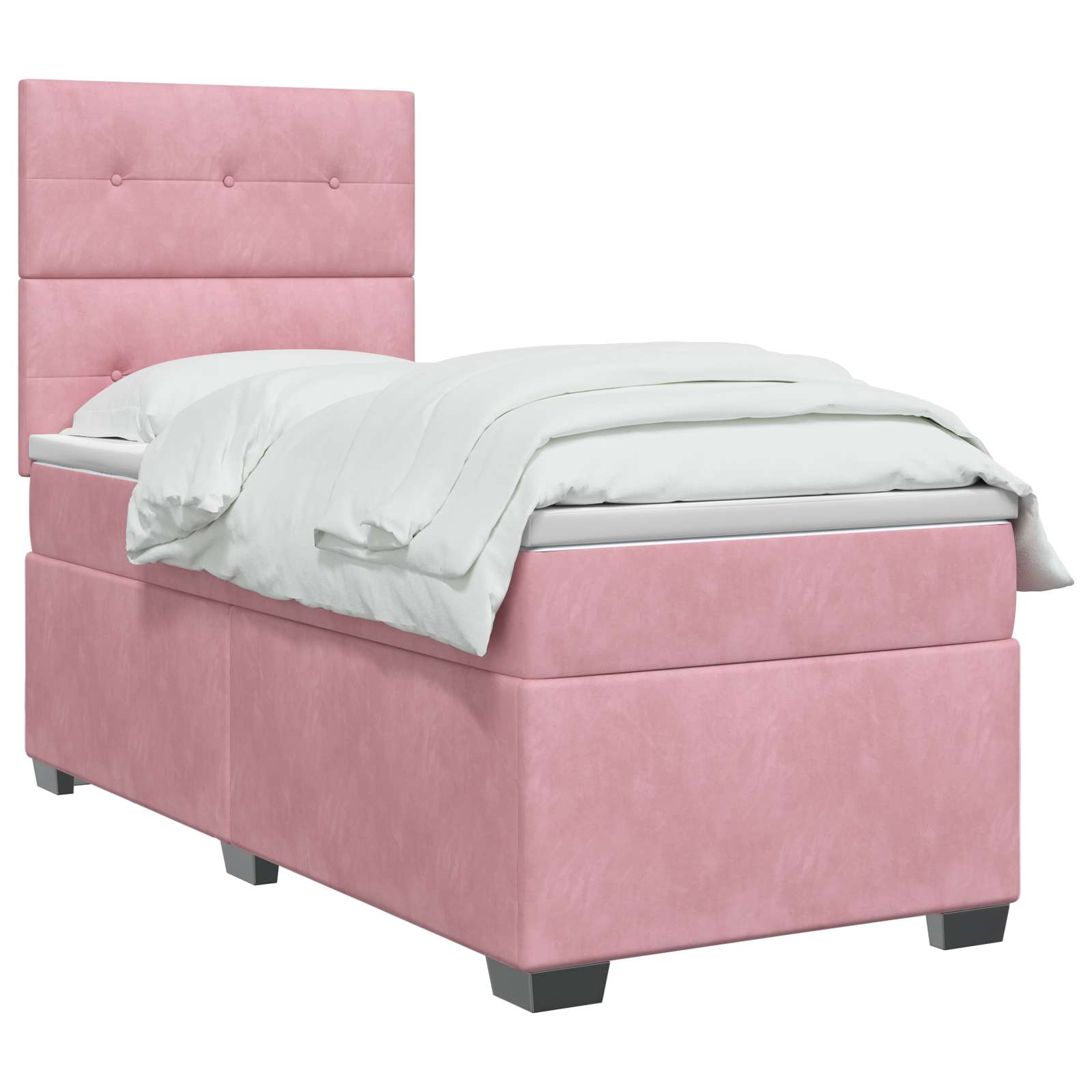 Κρεβάτι box spring με στρώμα Ροζ 100 x 200 cm Βελούδο