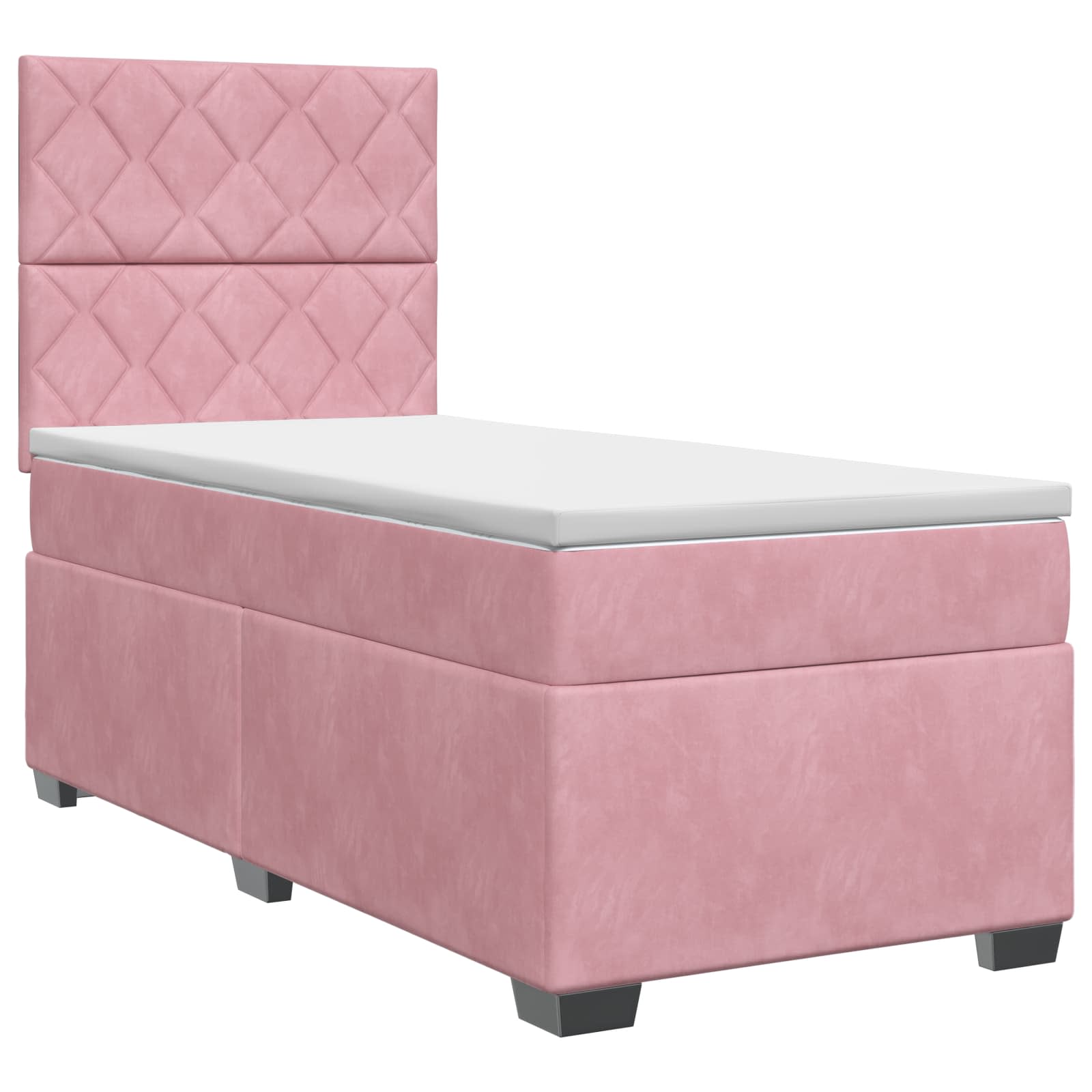 Κρεβάτι box spring με στρώμα Ροζ 100 x 200 cm Βελούδο - Pakobazaar