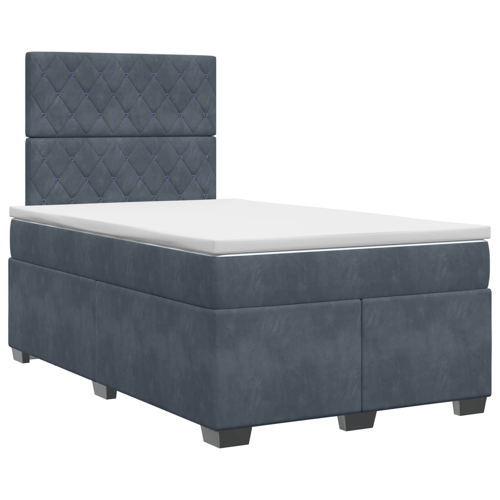 Κρεβάτι box spring με στρώμα Σκούρο Γκρι 120 x 190 cm Βελούδο - Pakobazaar