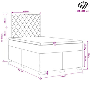 Κρεβάτι box spring με στρώμα Σκούρο Γκρι 120 x 190 cm Βελούδο - Pakobazaar