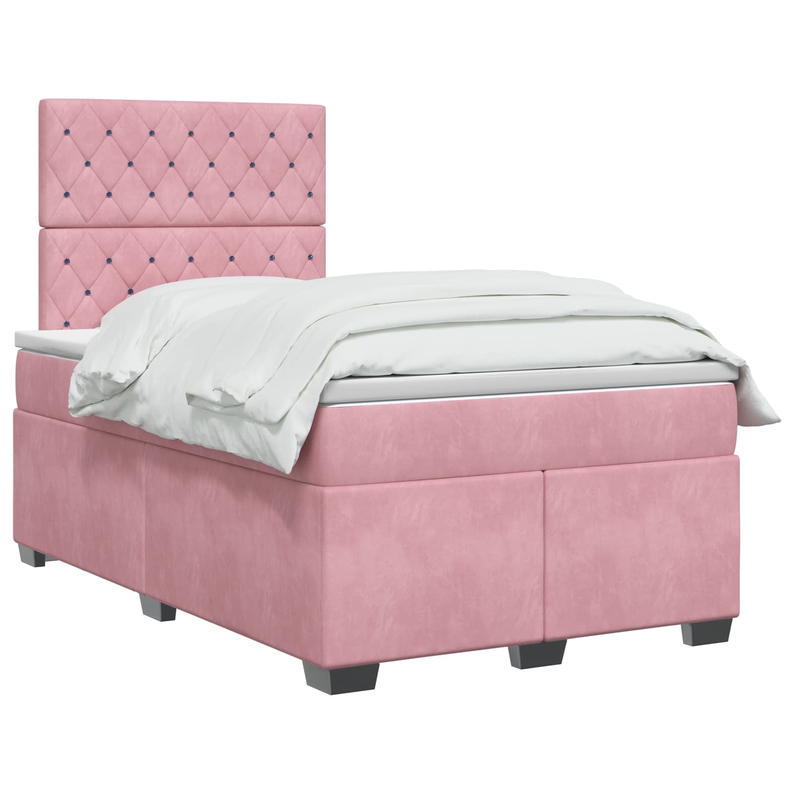 Κρεβάτι box spring με στρώμα Ροζ 120 x 190 cm Βελούδο
