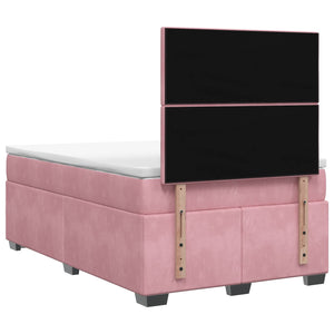 Κρεβάτι box spring με στρώμα Ροζ 120 x 190 cm Βελούδο - Pakobazaar