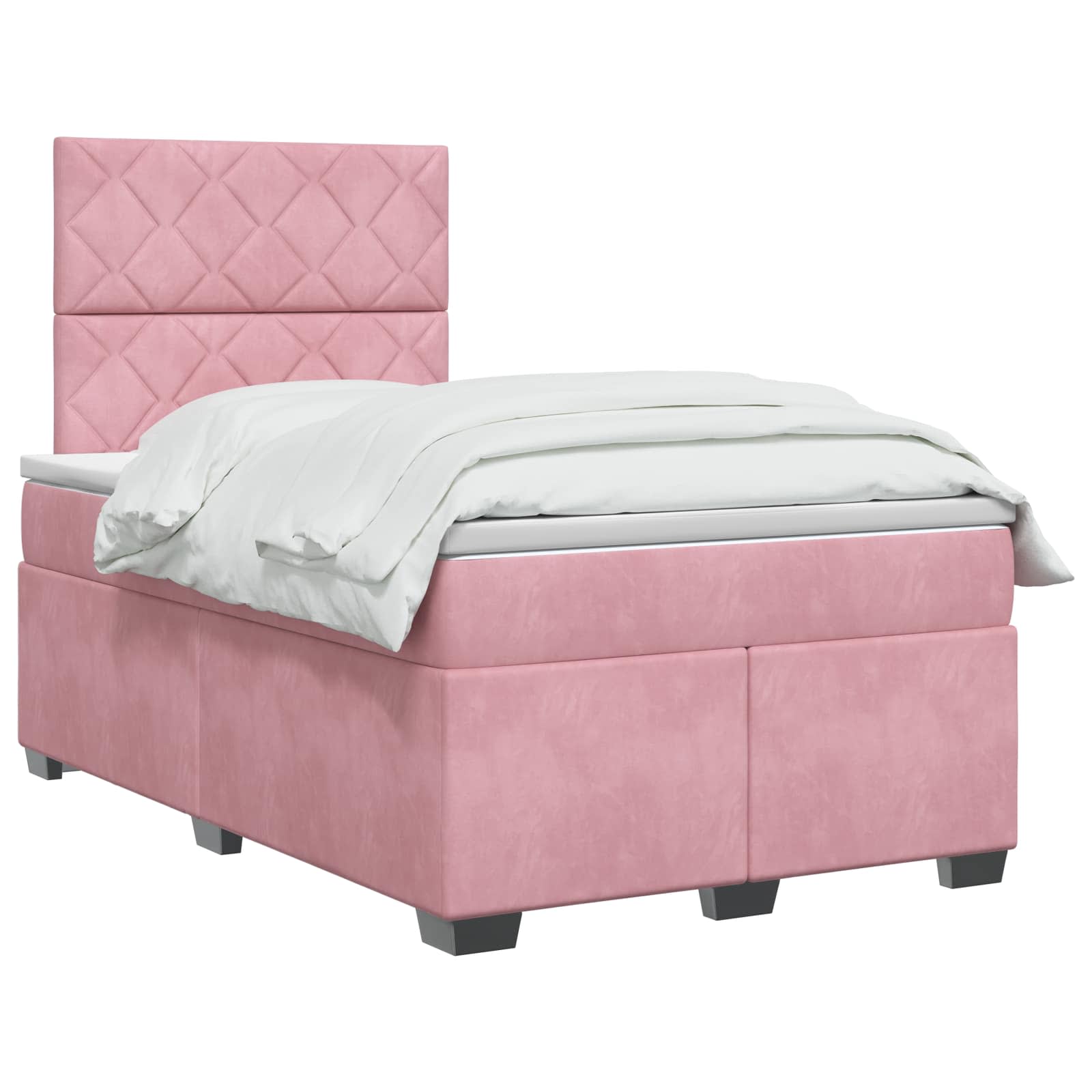 Κρεβάτι box spring με στρώμα Ροζ 120 x 190 cm Βελούδο - Pakobazaar