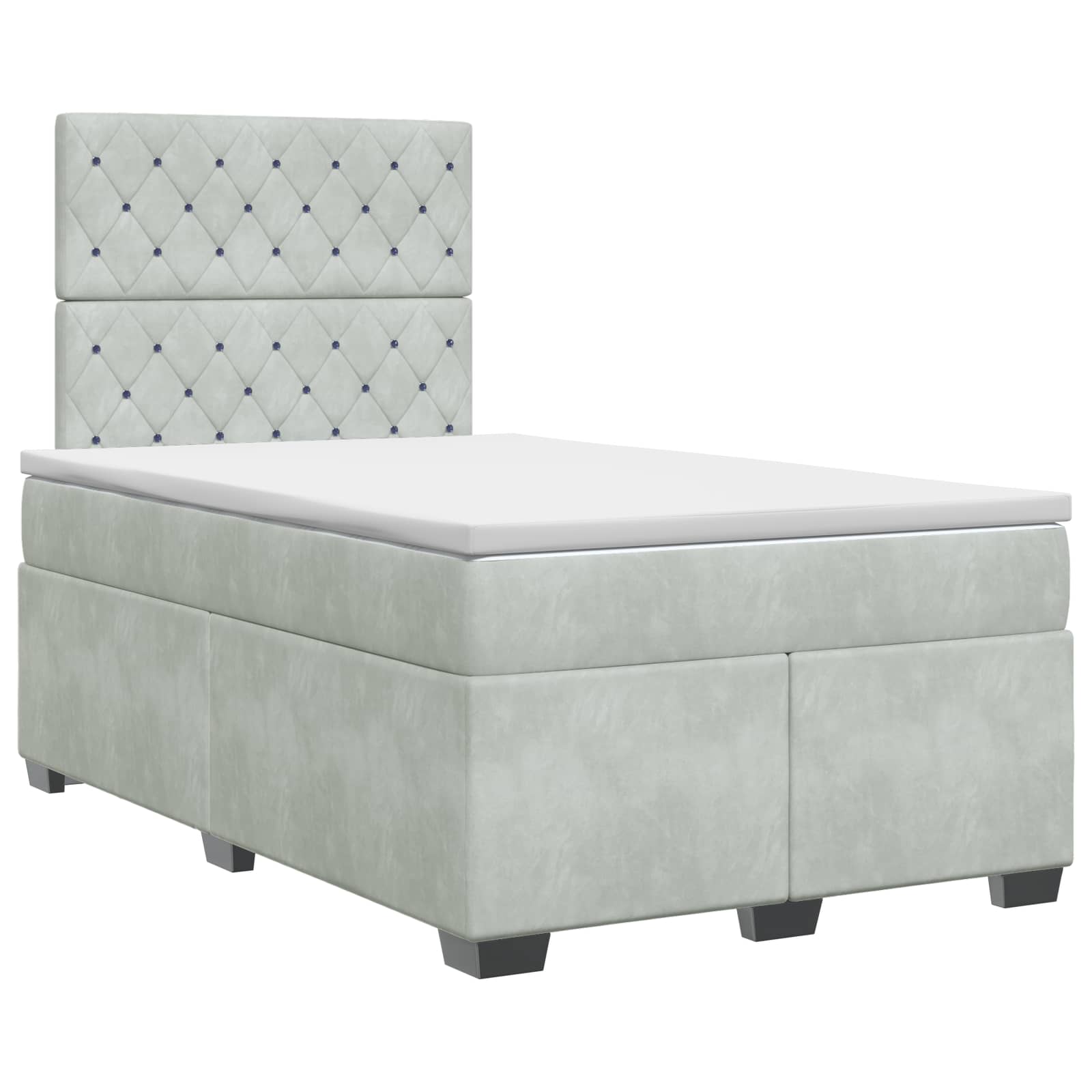 Κρεβάτι box spring με στρώμα Ανοιχτό γκρι 120 x 200 cm Βελούδο