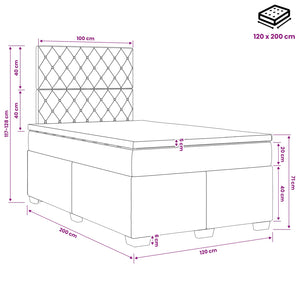 Κρεβάτι box spring με στρώμα Σκούρο Γκρι 120 x 200 cm Βελούδο - Pakobazaar
