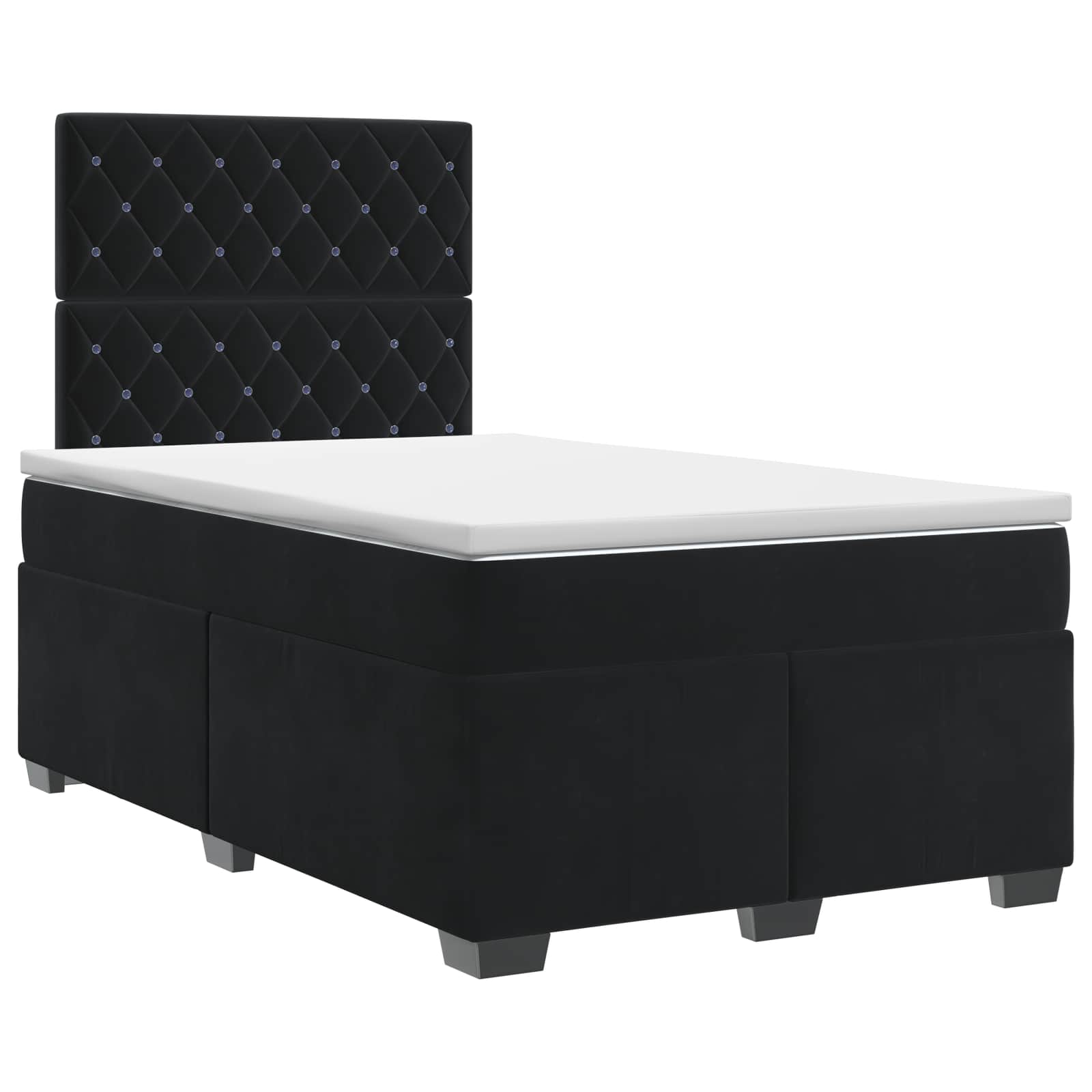Κρεβάτι box spring με στρώμα Μαύρο 120 x 200 cm Βελούδο - Pakobazaar