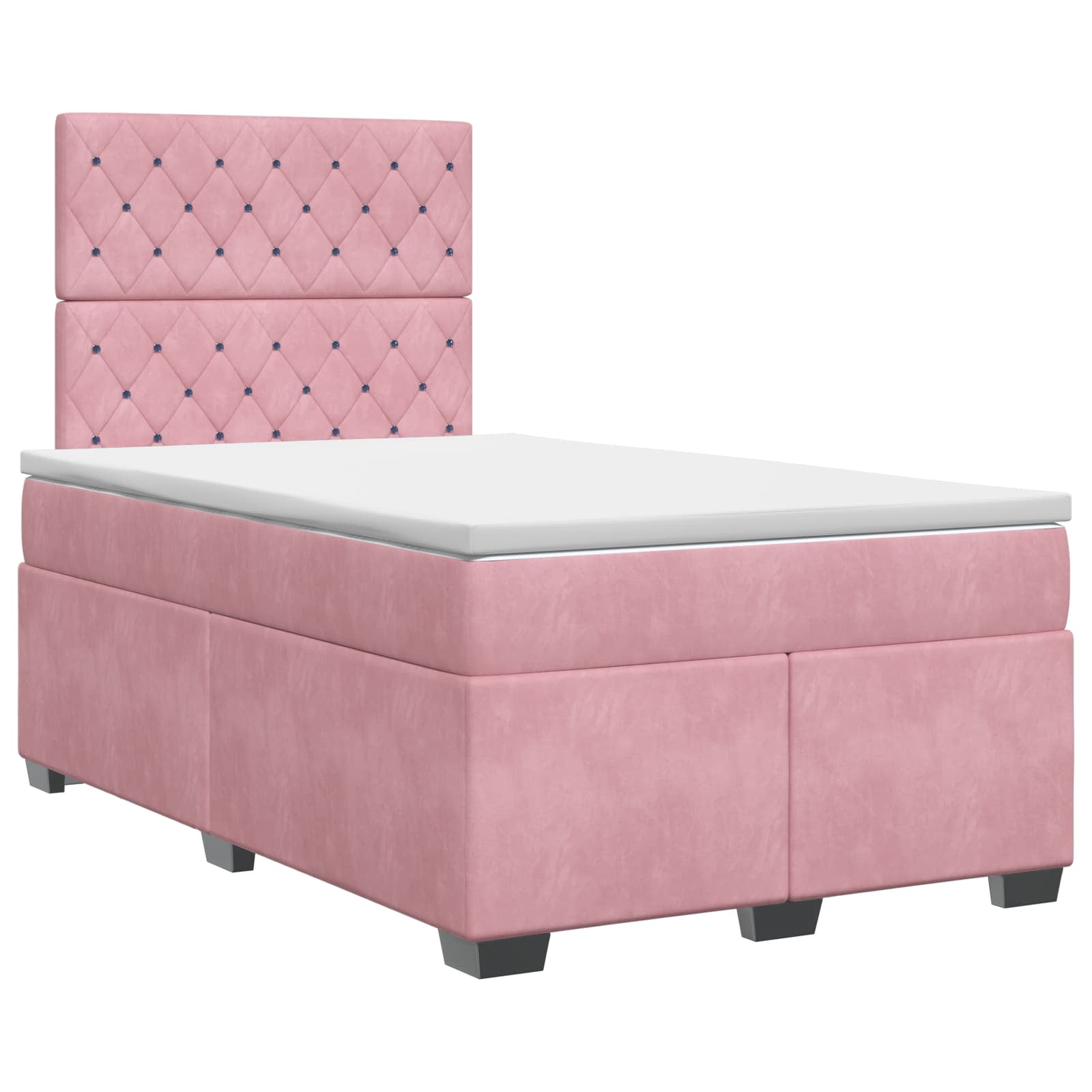 Κρεβάτι box spring με στρώμα Ροζ 120 x 200 cm Βελούδο