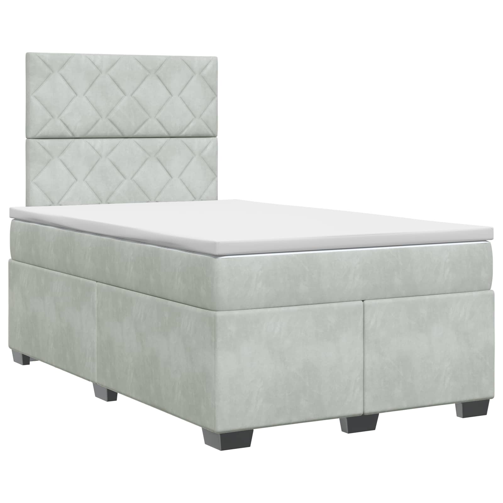 Κρεβάτι box spring με στρώμα Ανοιχτό γκρι 120 x 200 cm Βελούδο - Pakobazaar