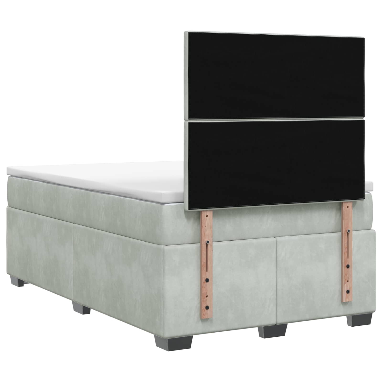 Κρεβάτι box spring με στρώμα Ανοιχτό γκρι 120 x 200 cm Βελούδο - Pakobazaar