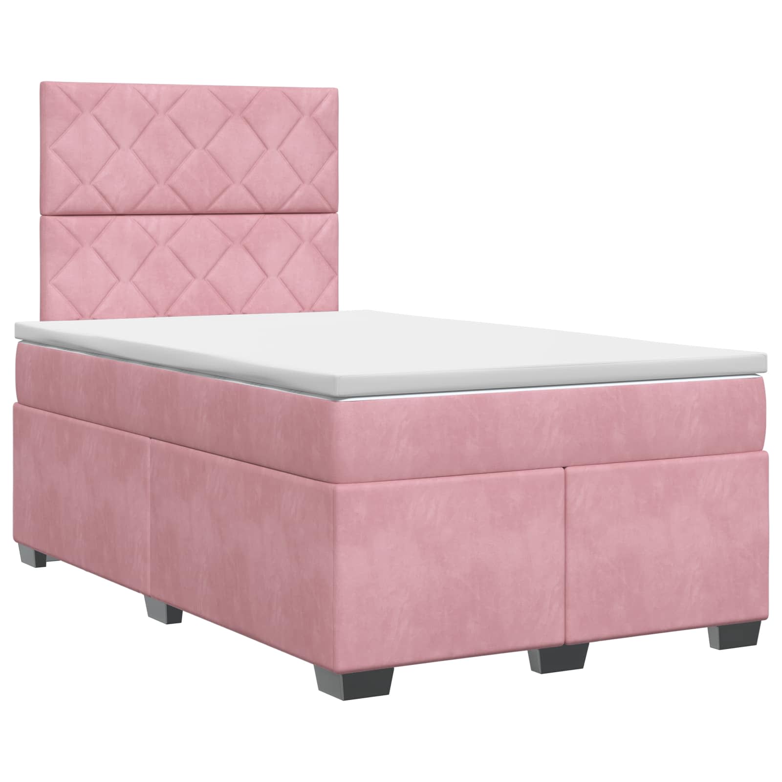 Κρεβάτι box spring με στρώμα Ροζ 120 x 200 cm Βελούδο - Pakobazaar