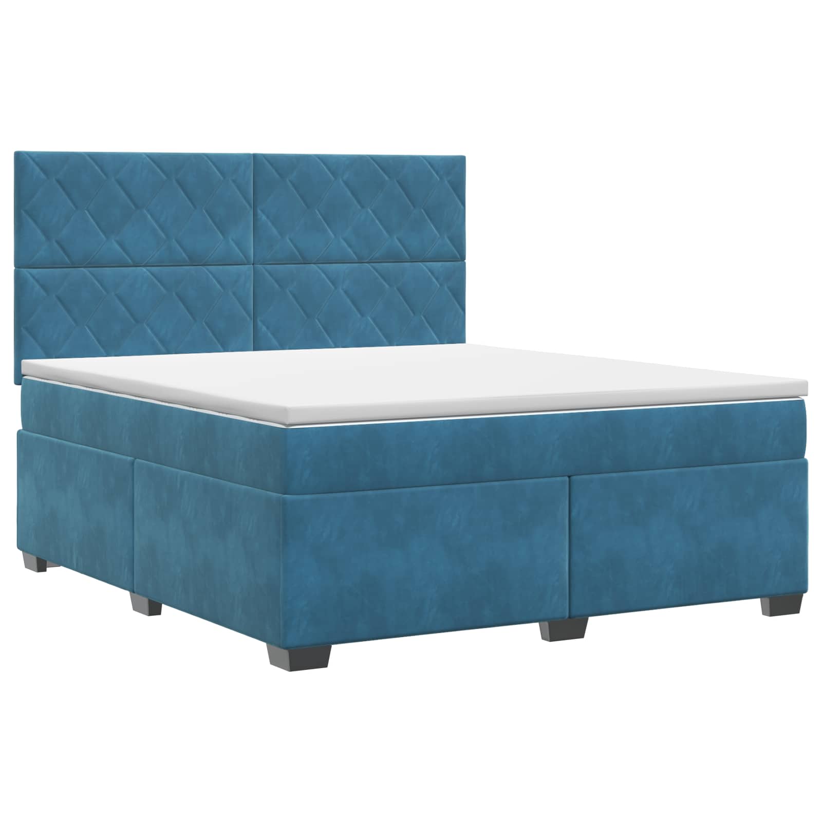 Κρεβάτι box spring με στρώμα Μπλε 140 x 190 cm Βελούδο