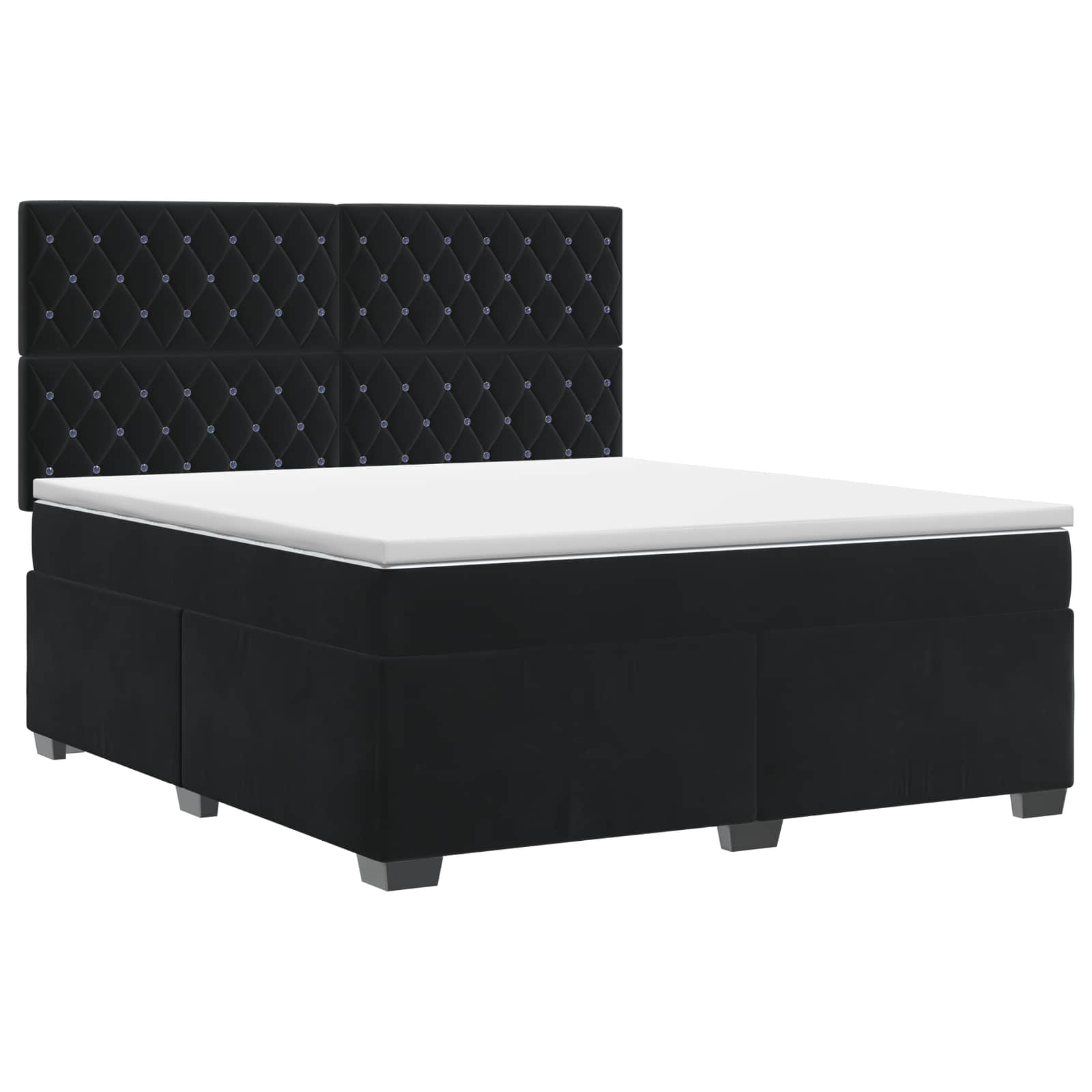 Κρεβάτι box spring με στρώμα Μαύρο 140 x 200 cm Βελούδο - Pakobazaar