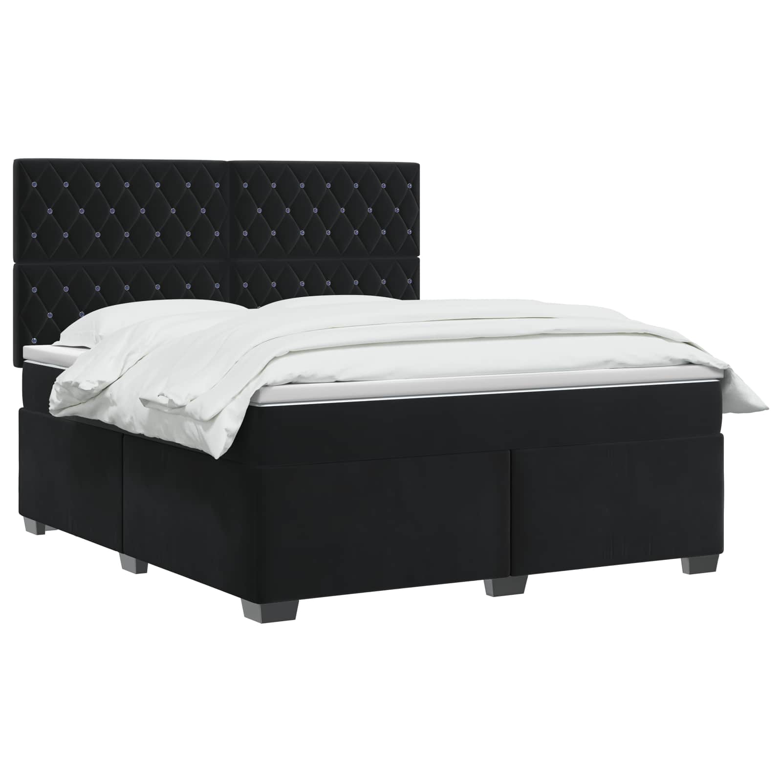 Κρεβάτι box spring με στρώμα Μαύρο 140 x 200 cm Βελούδο - Pakobazaar