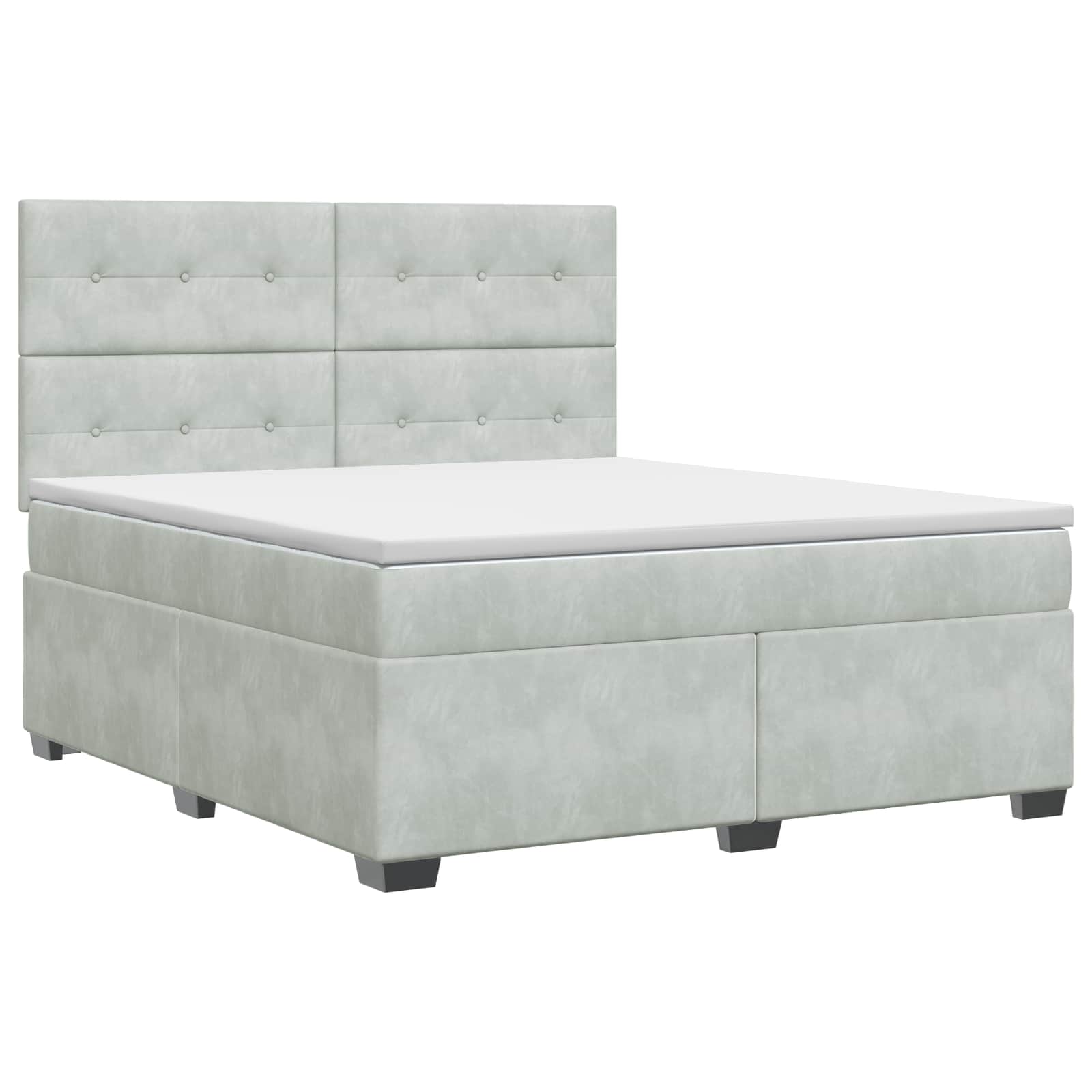 Κρεβάτι box spring με στρώμα Ανοιχτό γκρι 140 x 200 cm Βελούδο - Pakobazaar