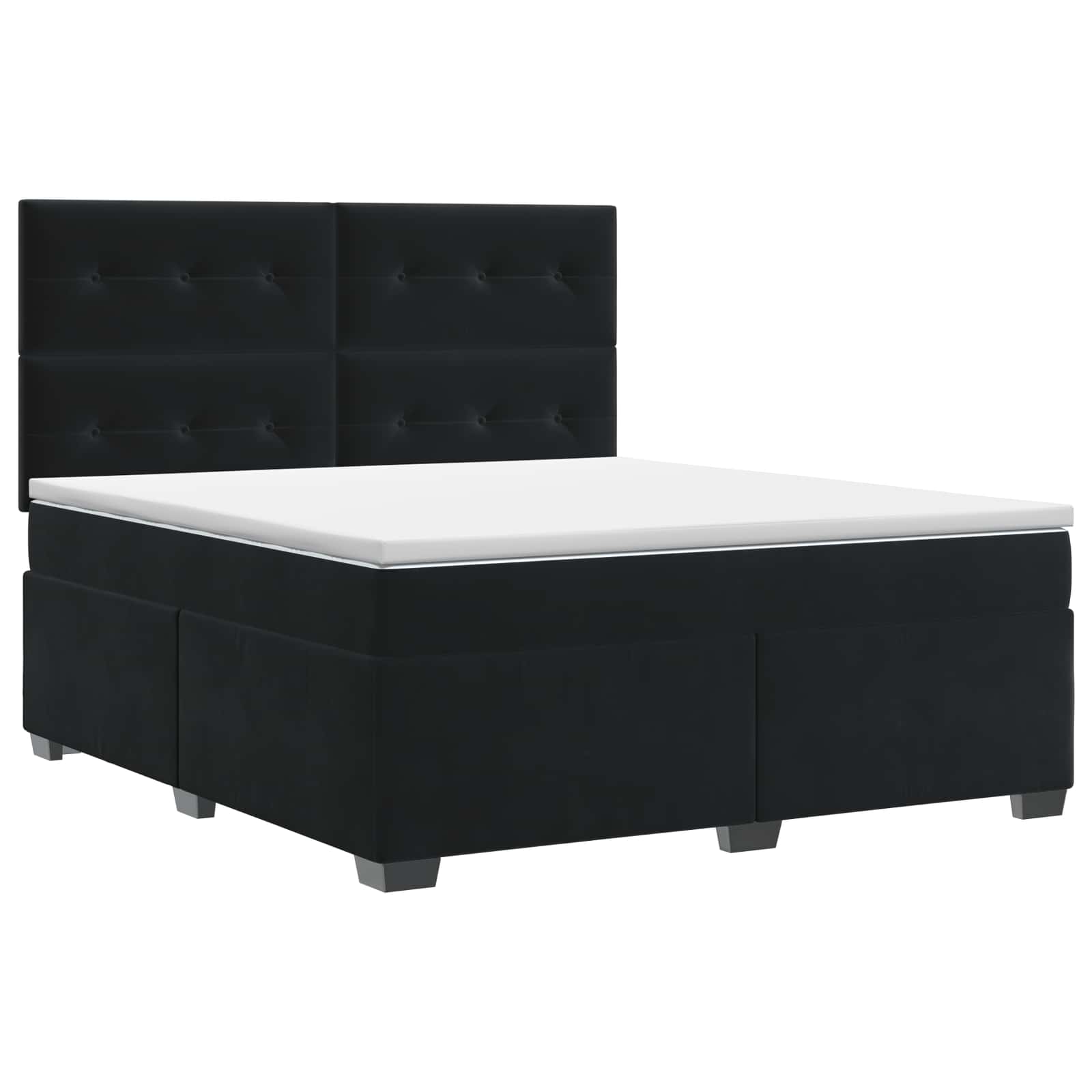Κρεβάτι box spring με στρώμα Μαύρο 140 x 200 cm Βελούδο