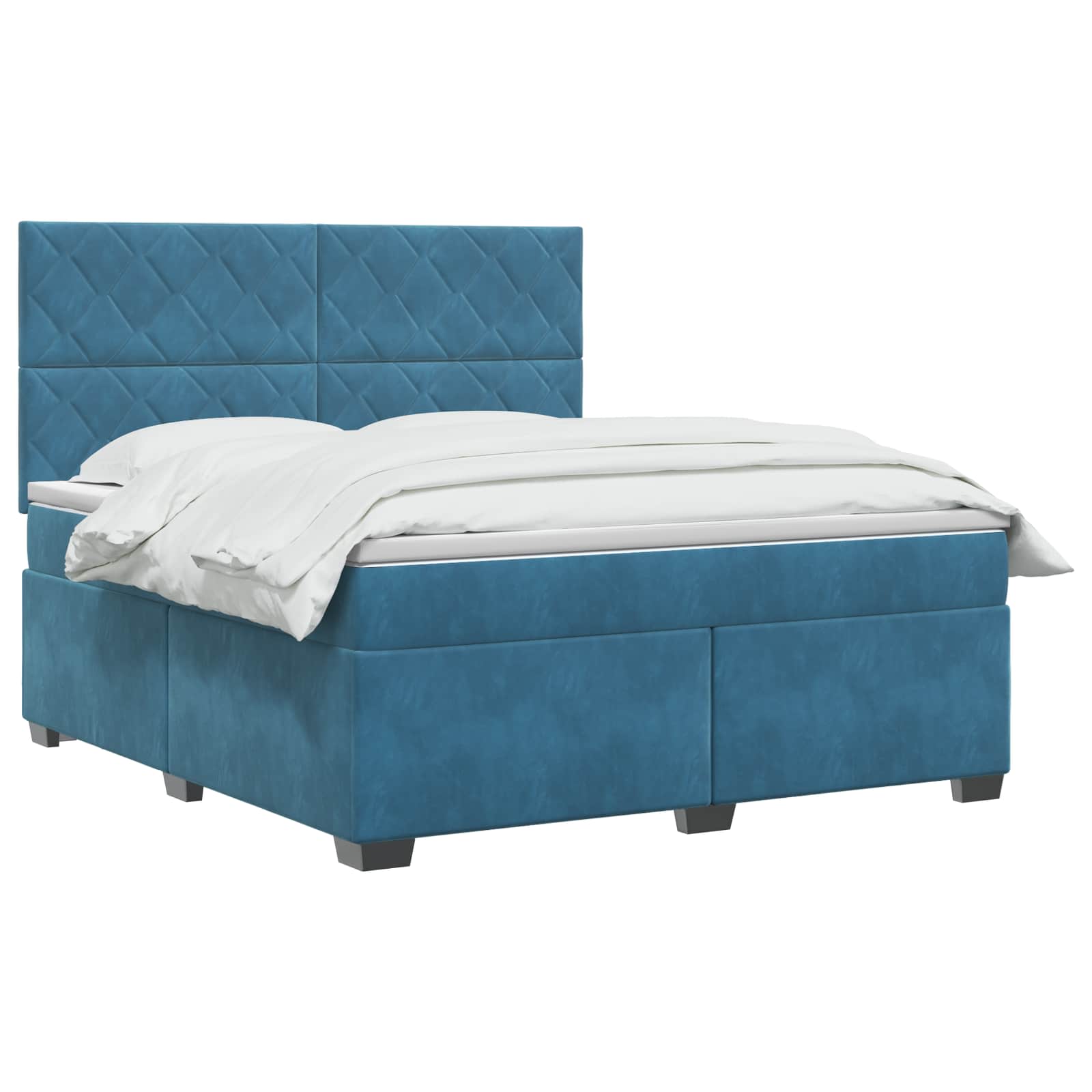 Κρεβάτι box spring με στρώμα Μπλε 140 x 200 cm Βελούδο - Pakobazaar