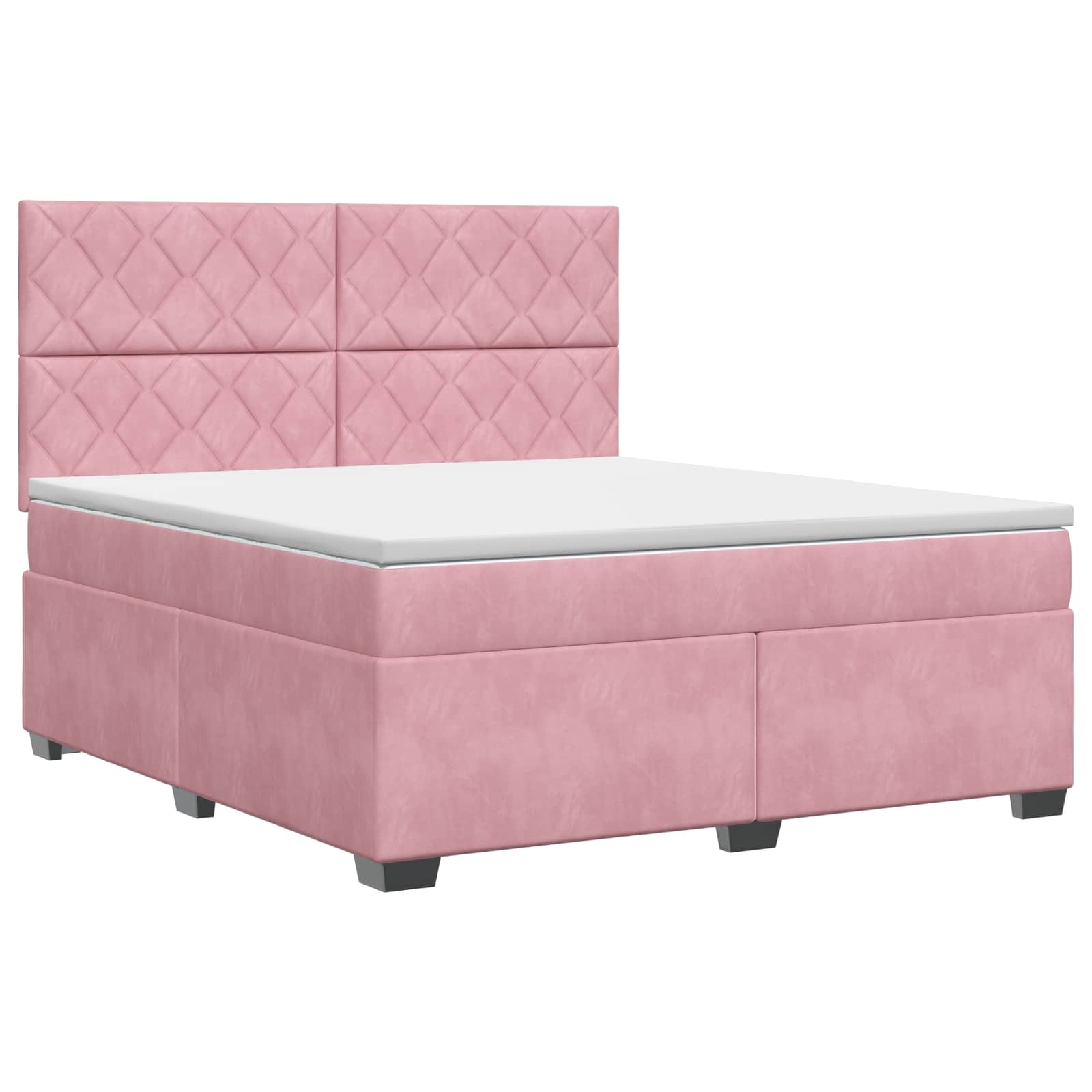 Κρεβάτι box spring με στρώμα Ροζ 140 x 200 cm Βελούδο - Pakobazaar