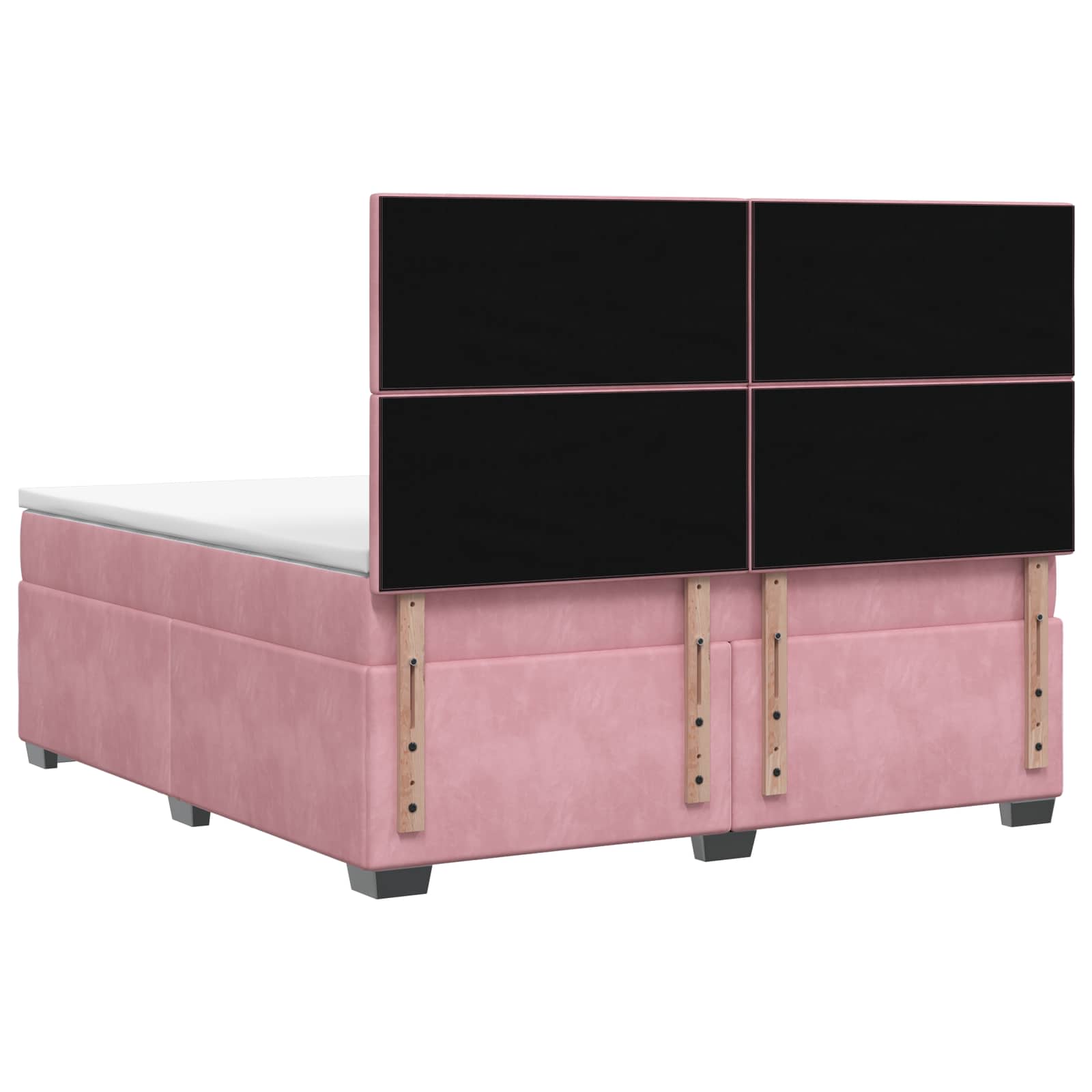 Κρεβάτι box spring με στρώμα Ροζ 140 x 200 cm Βελούδο - Pakobazaar