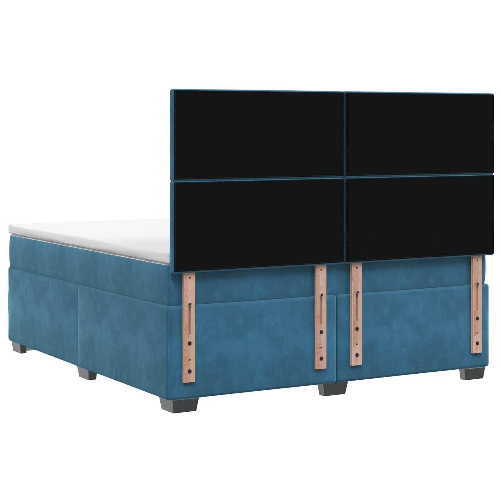 Κρεβάτι box spring με στρώμα Μπλε 160 x 200 cm Βελούδο - Pakobazaar