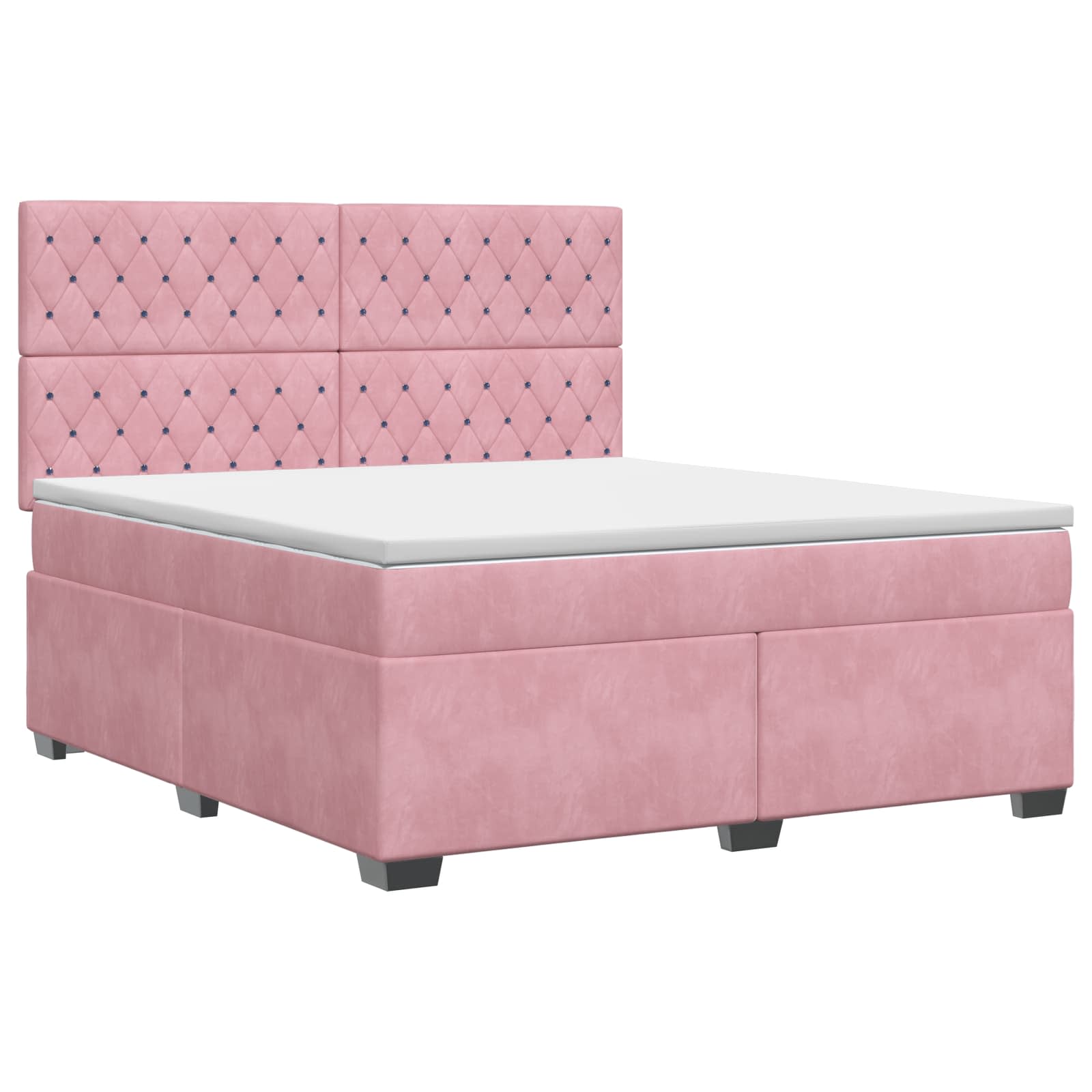 Κρεβάτι box spring με στρώμα Ροζ 160 x 200 cm Βελούδο - Pakobazaar