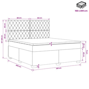 Κρεβάτι box spring με στρώμα Ροζ 160 x 200 cm Βελούδο - Pakobazaar
