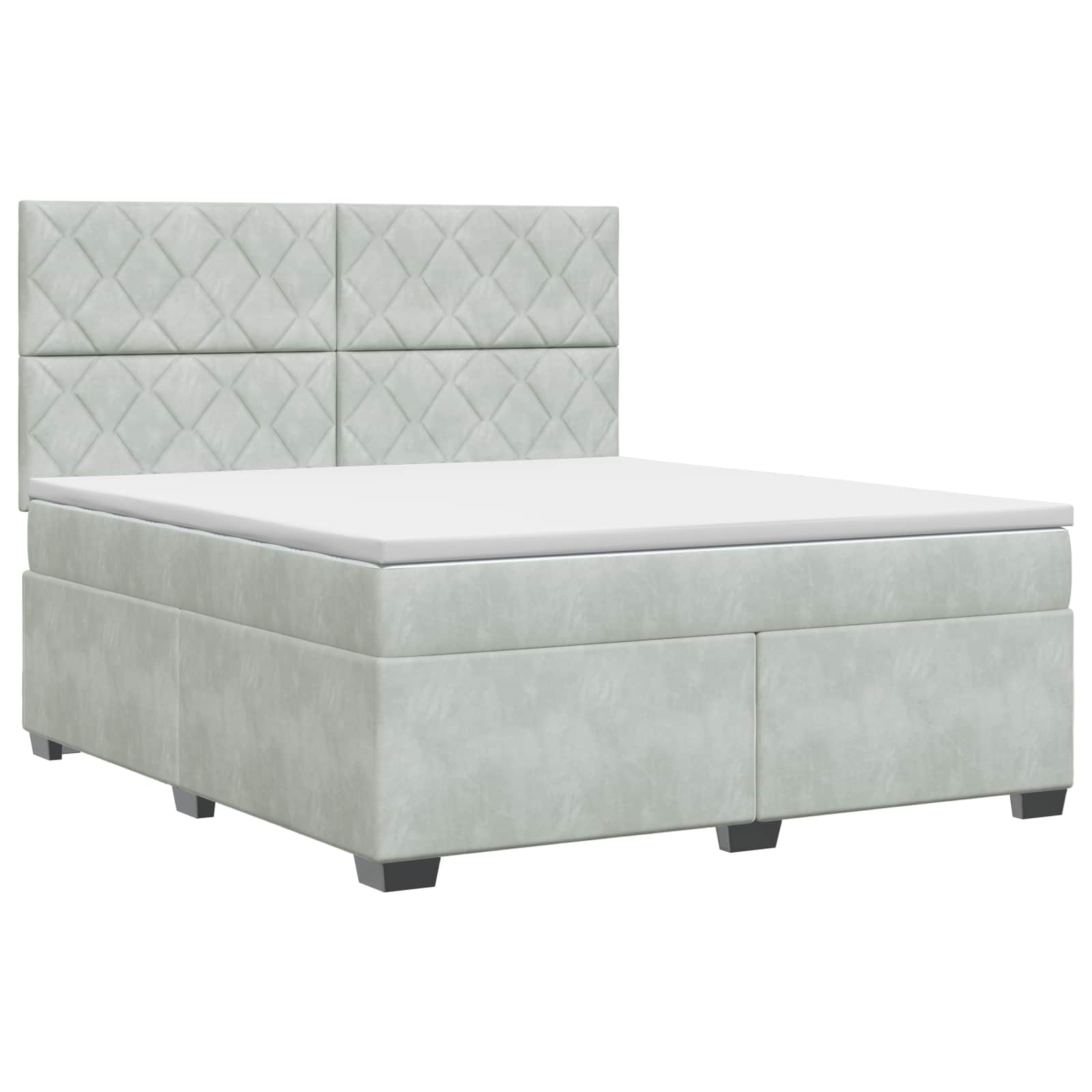 Κρεβάτι box spring με στρώμα Ανοιχτό γκρι 160 x 200 cm Βελούδο - Pakobazaar