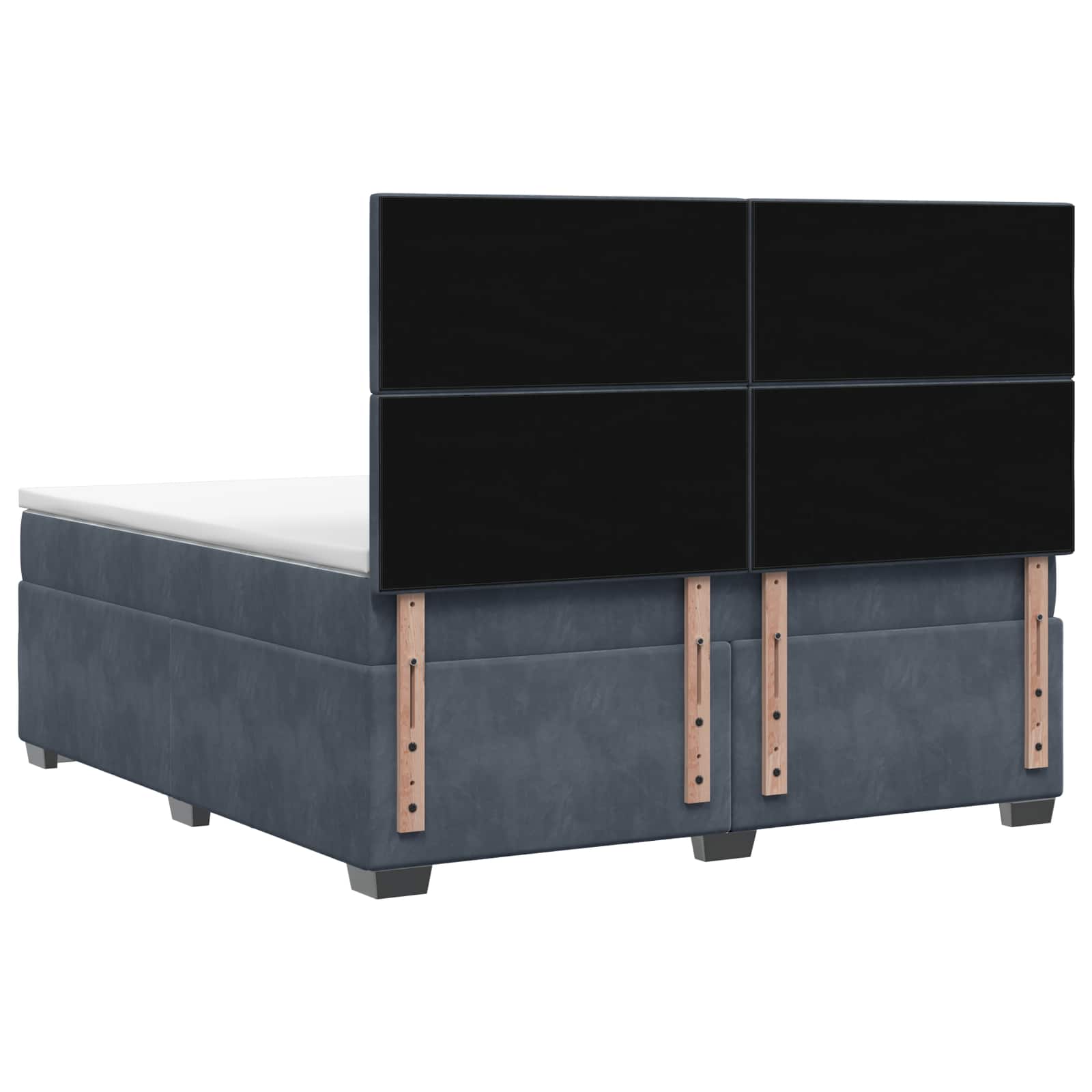 Κρεβάτι box spring με στρώμα Σκούρο Γκρι 160 x 200 cm Βελούδο - Pakobazaar