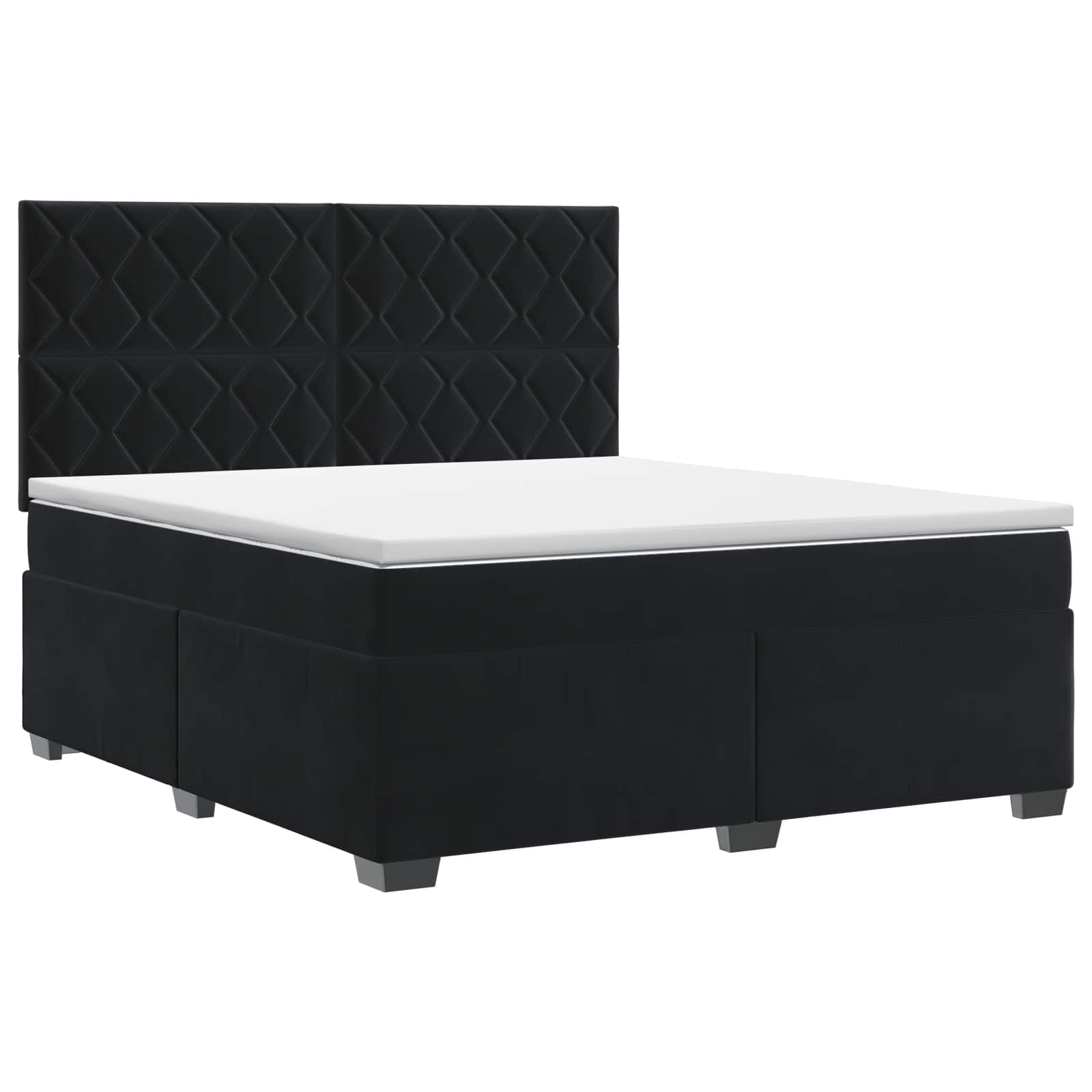 Κρεβάτι box spring με στρώμα Μαύρο 160 x 200 cm Βελούδο - Pakobazaar