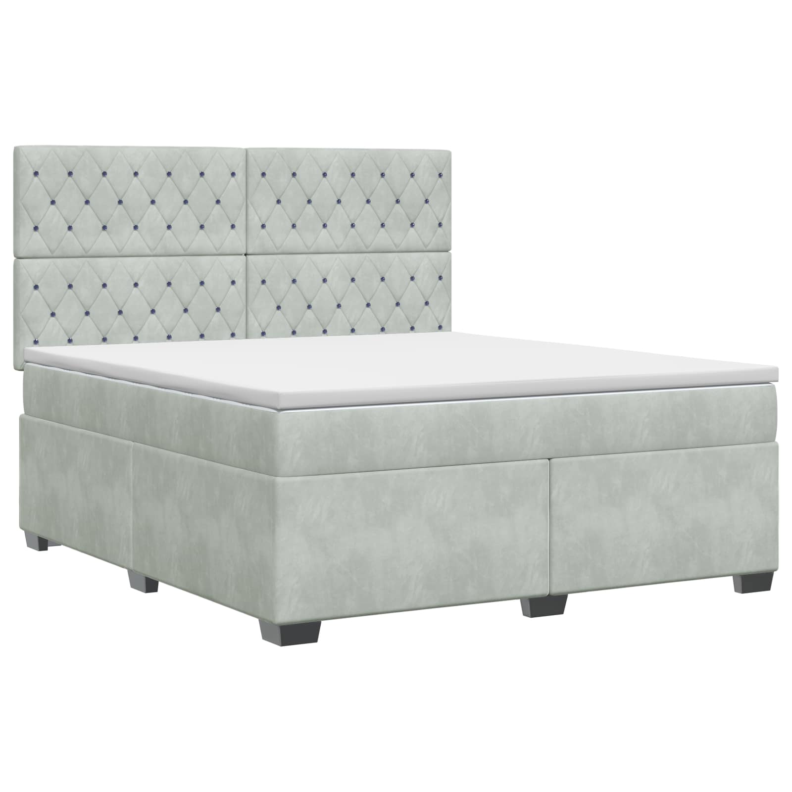 Κρεβάτι box spring με στρώμα Ανοιχτό γκρι 180 x 200 cm Βελούδο - Pakobazaar