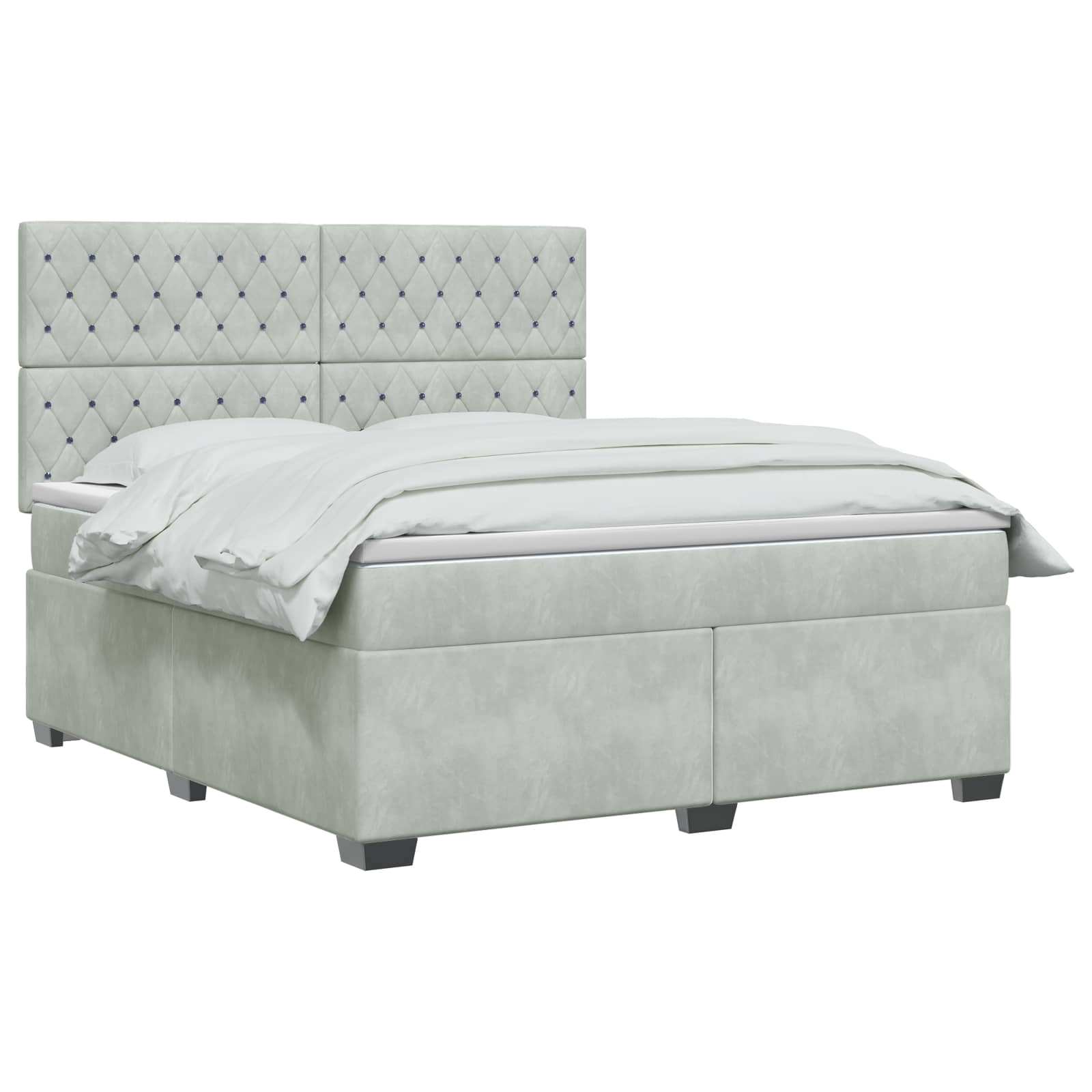 Κρεβάτι box spring με στρώμα Ανοιχτό γκρι 180 x 200 cm Βελούδο - Pakobazaar