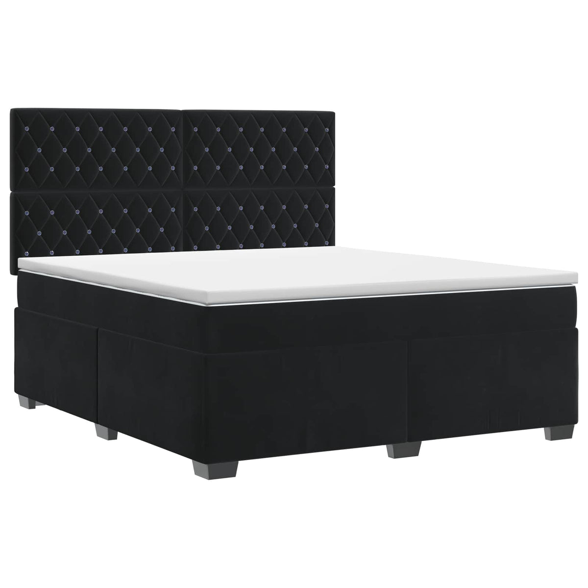 Κρεβάτι box spring με στρώμα Μαύρο 180 x 200 cm Βελούδο - Pakobazaar
