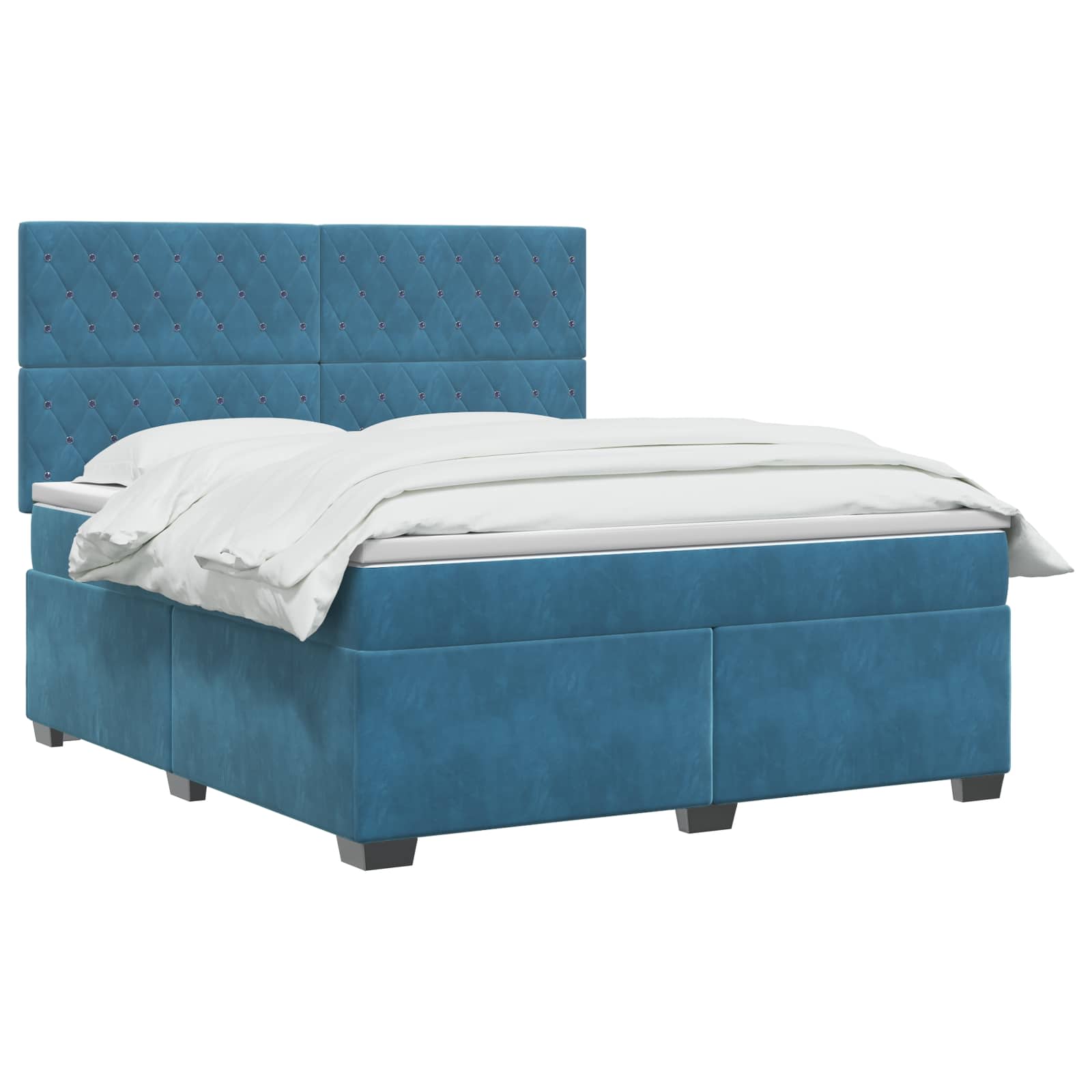 Κρεβάτι box spring με στρώμα Μπλε 180 x 200 cm Βελούδο - Pakobazaar