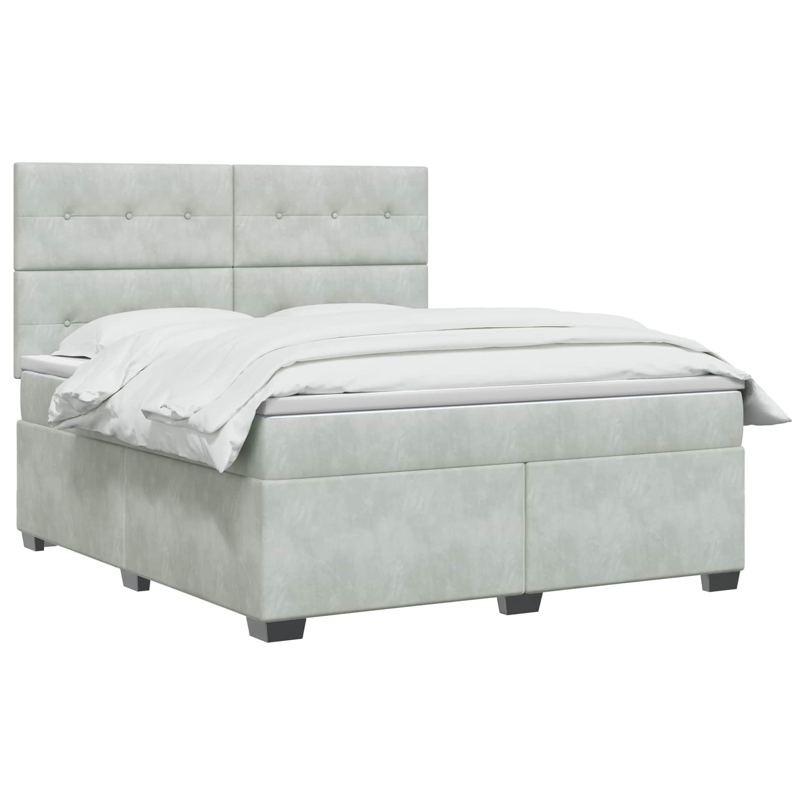 Κρεβάτι box spring με στρώμα Ανοιχτό γκρι 180 x 200 cm Βελούδο - Pakobazaar