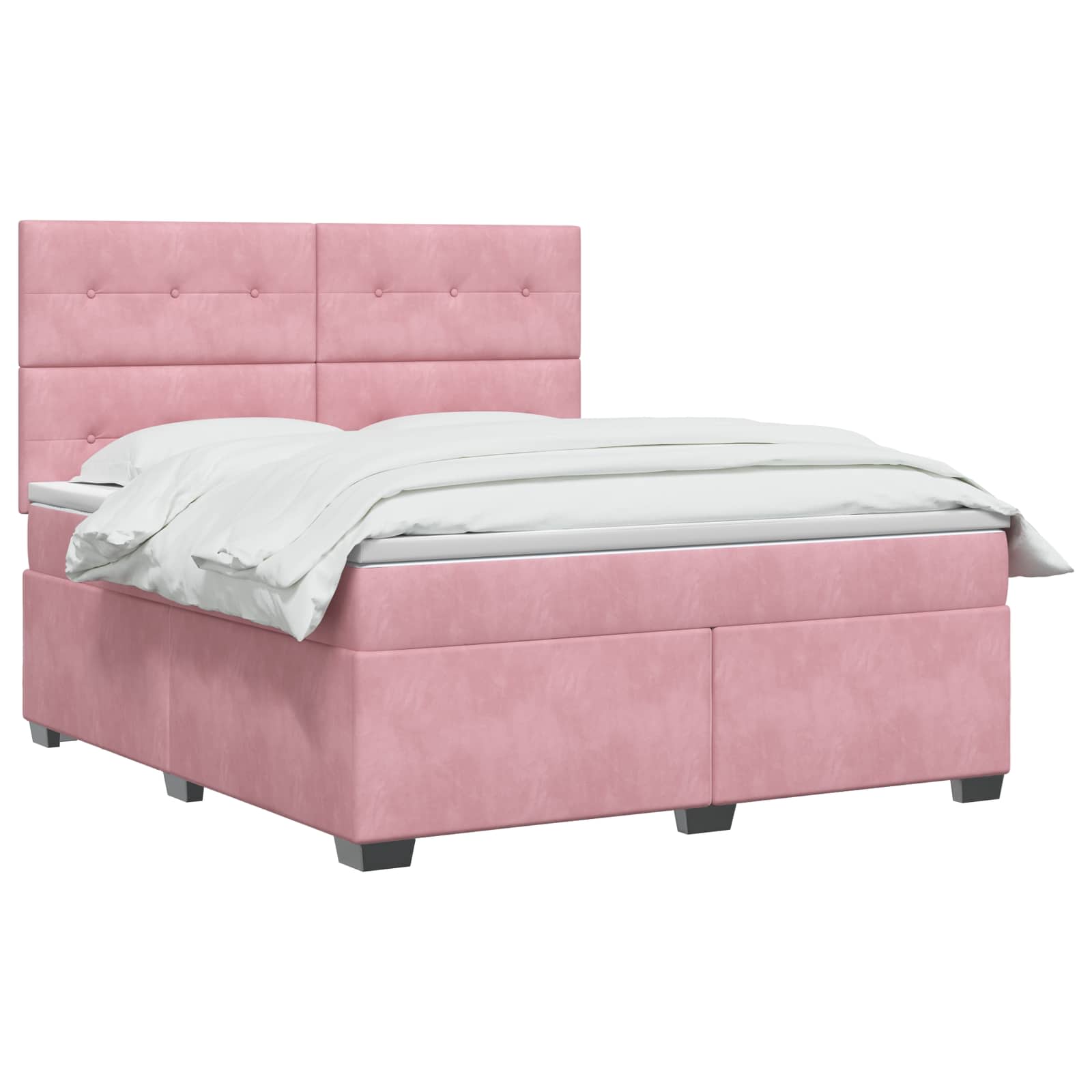 Κρεβάτι box spring με στρώμα Ροζ 180 x 200 cm Βελούδο