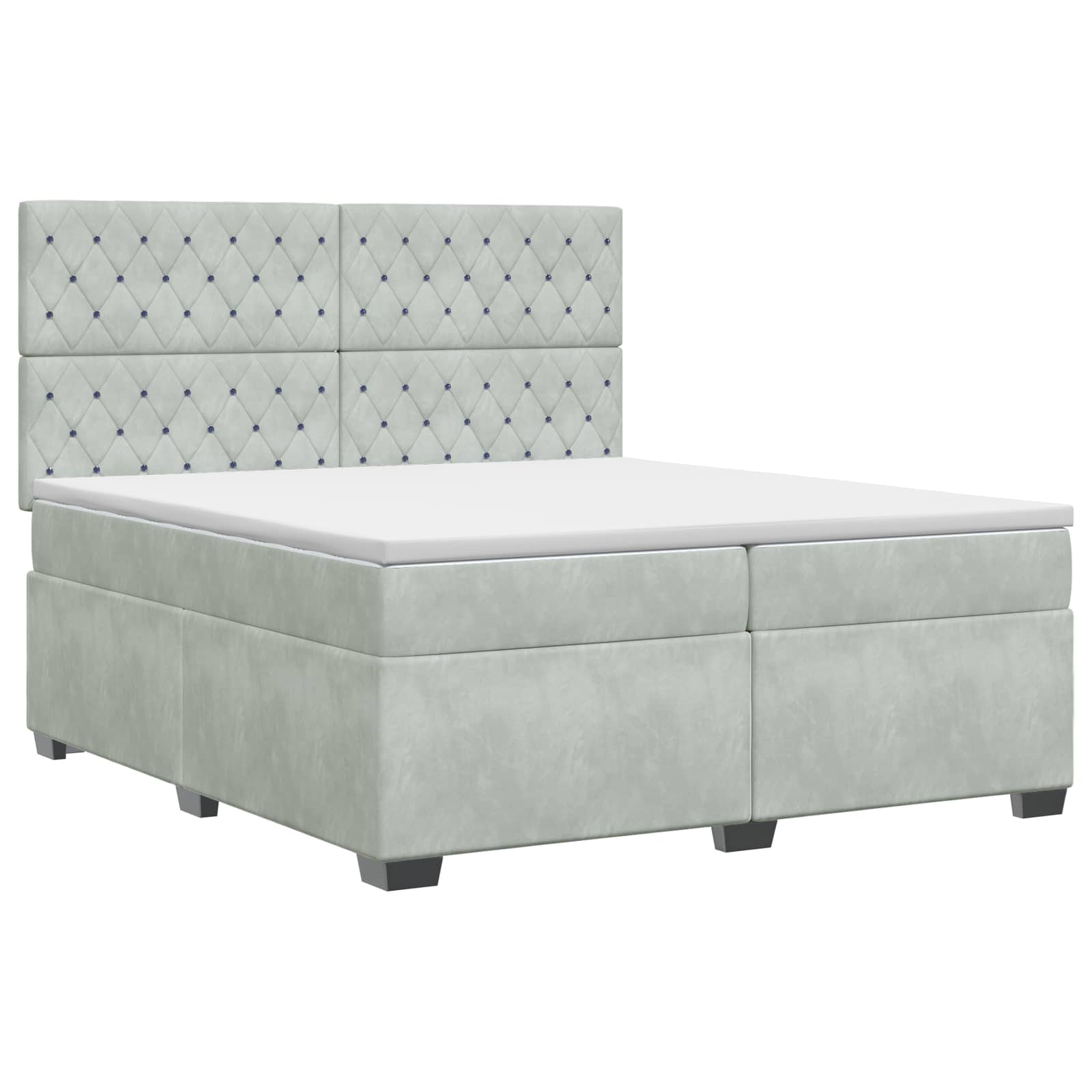 Κρεβάτι box spring με στρώμα Ανοιχτό γκρι 200 x 200 cm Βελούδο