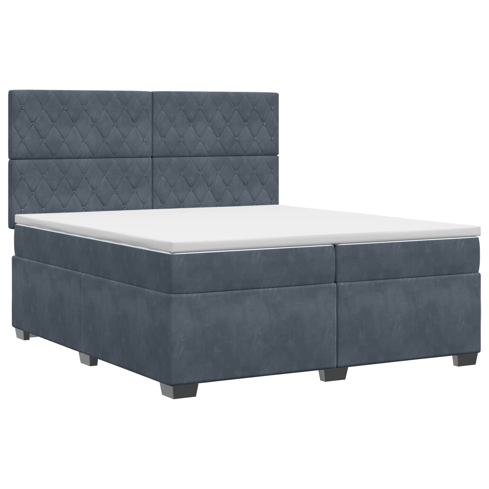 Κρεβάτι box spring με στρώμα Σκούρο Γκρι 200 x 200 cm Βελούδο - Pakobazaar