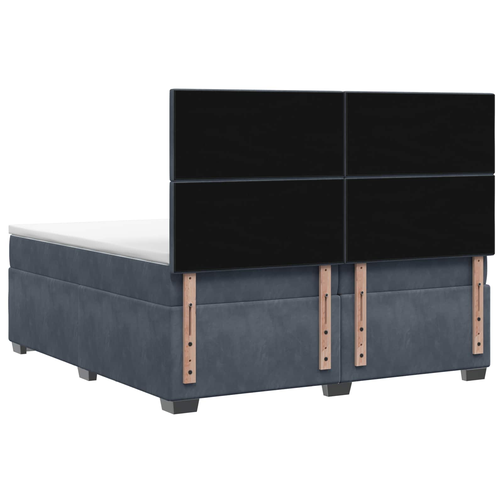 Κρεβάτι box spring με στρώμα Σκούρο Γκρι 200 x 200 cm Βελούδο - Pakobazaar
