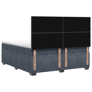 Κρεβάτι box spring με στρώμα Σκούρο Γκρι 200 x 200 cm Βελούδο - Pakobazaar