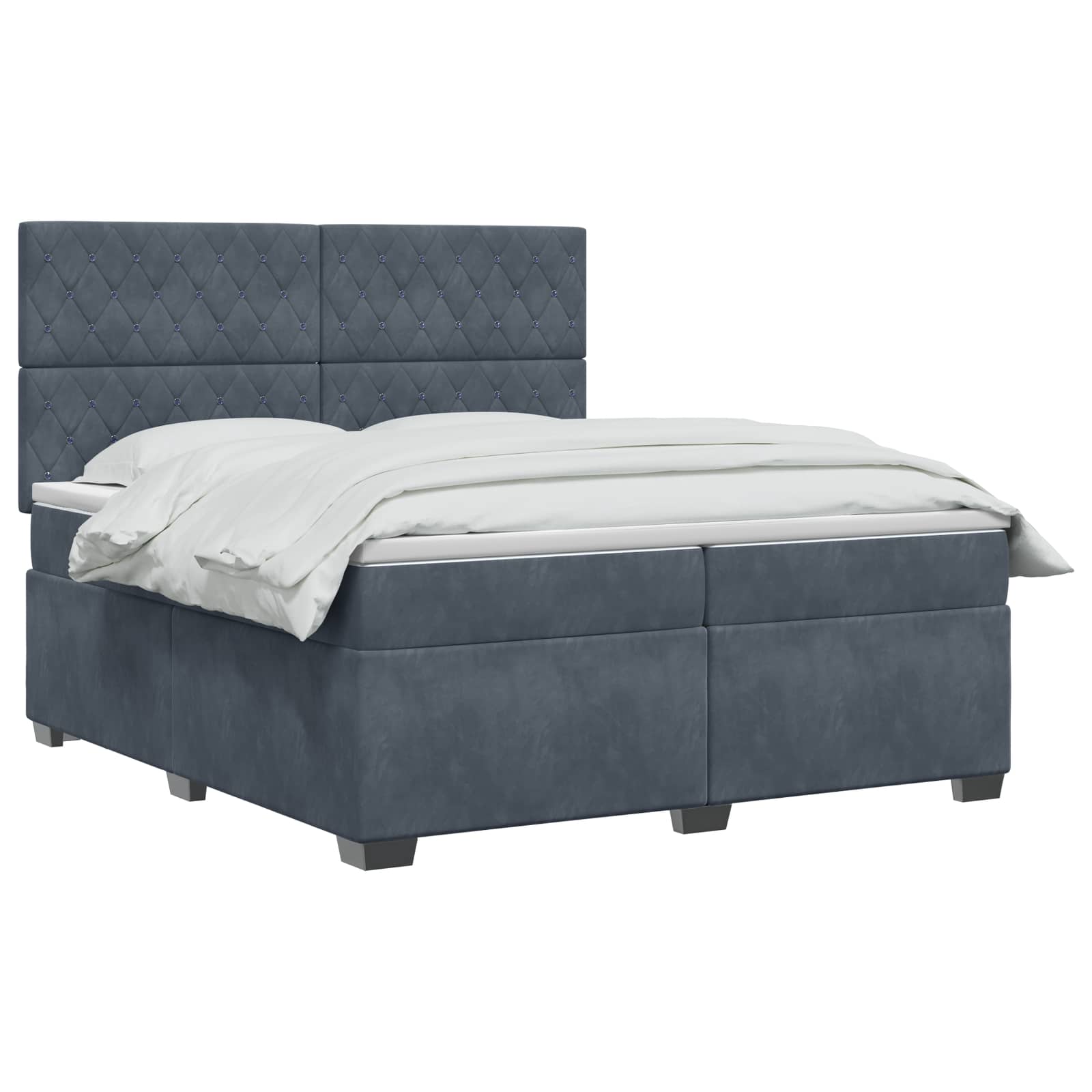 Κρεβάτι box spring με στρώμα Σκούρο Γκρι 200 x 200 cm Βελούδο - Pakobazaar