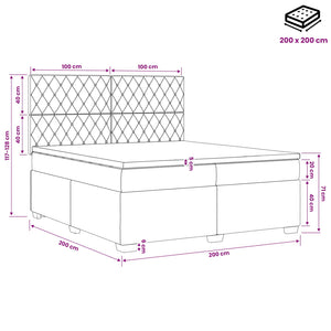 Κρεβάτι box spring με στρώμα Σκούρο Γκρι 200 x 200 cm Βελούδο - Pakobazaar