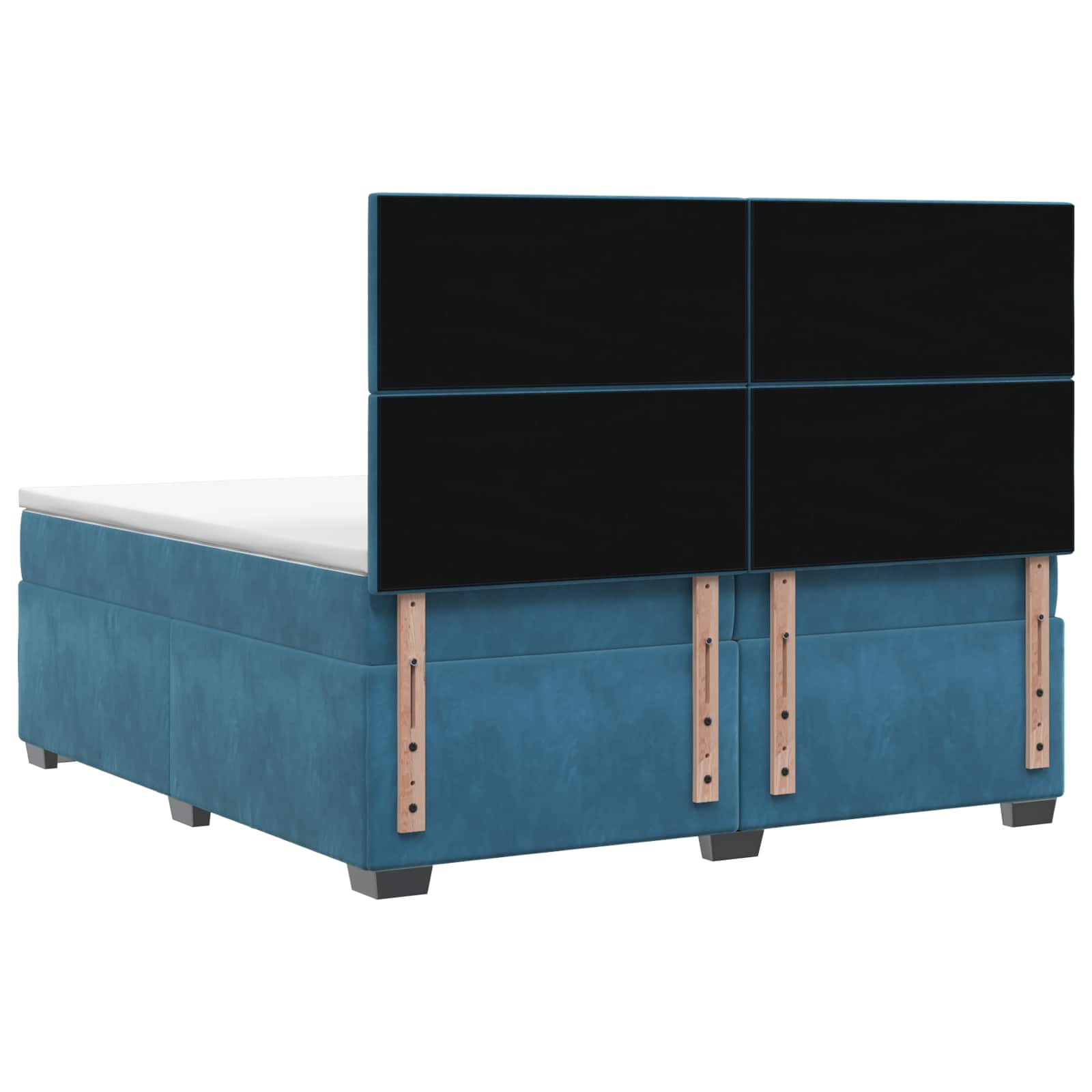 Κρεβάτι box spring με στρώμα Μπλε 200 x 200 cm Βελούδο - Pakobazaar